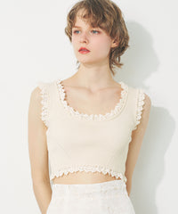 レースフリルニット