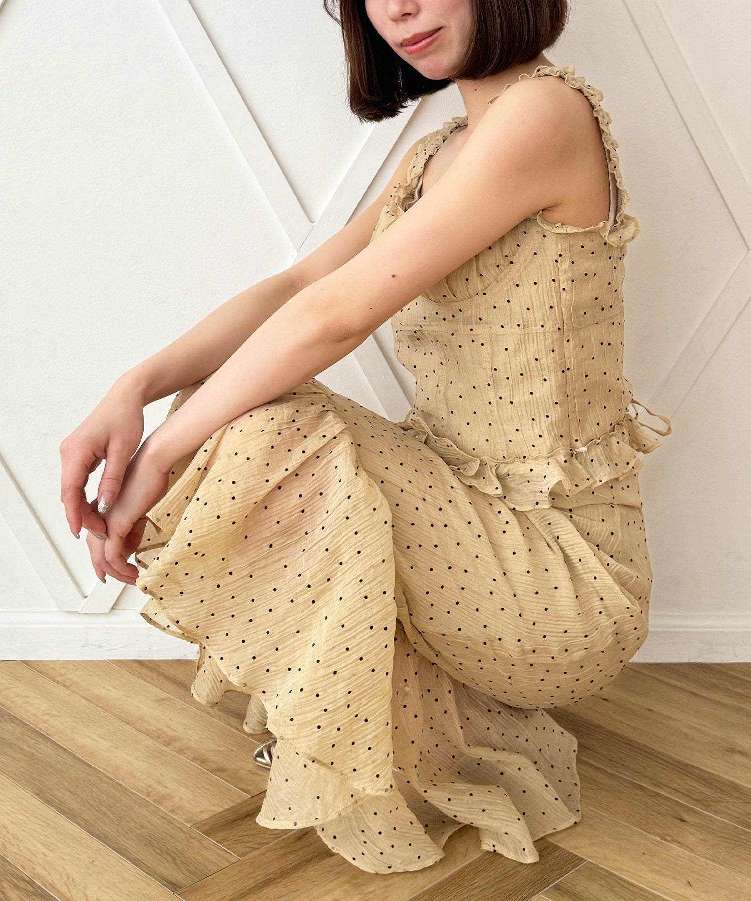 植絨圓點女士半身裙