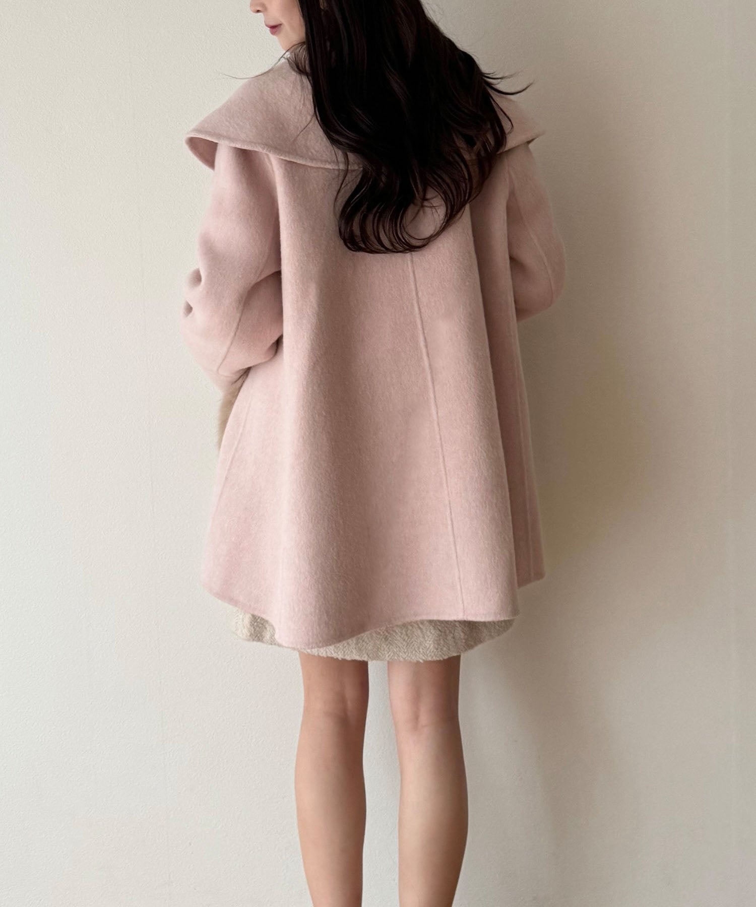 毛皮口袋喇叭外套