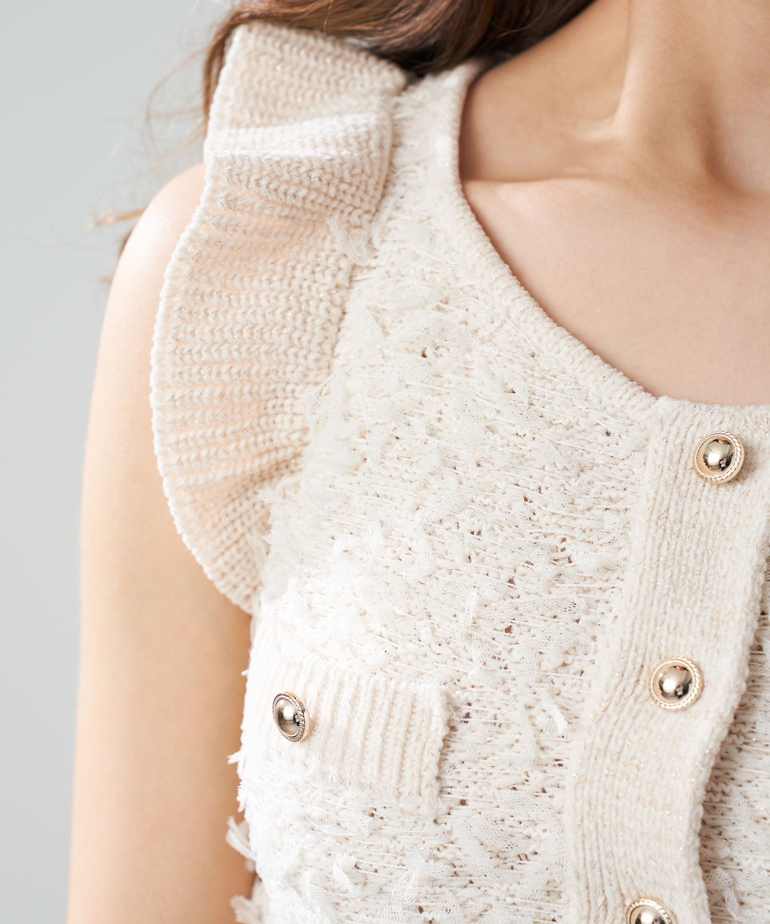 【預訂】絲帶流蘇荷葉邊針織