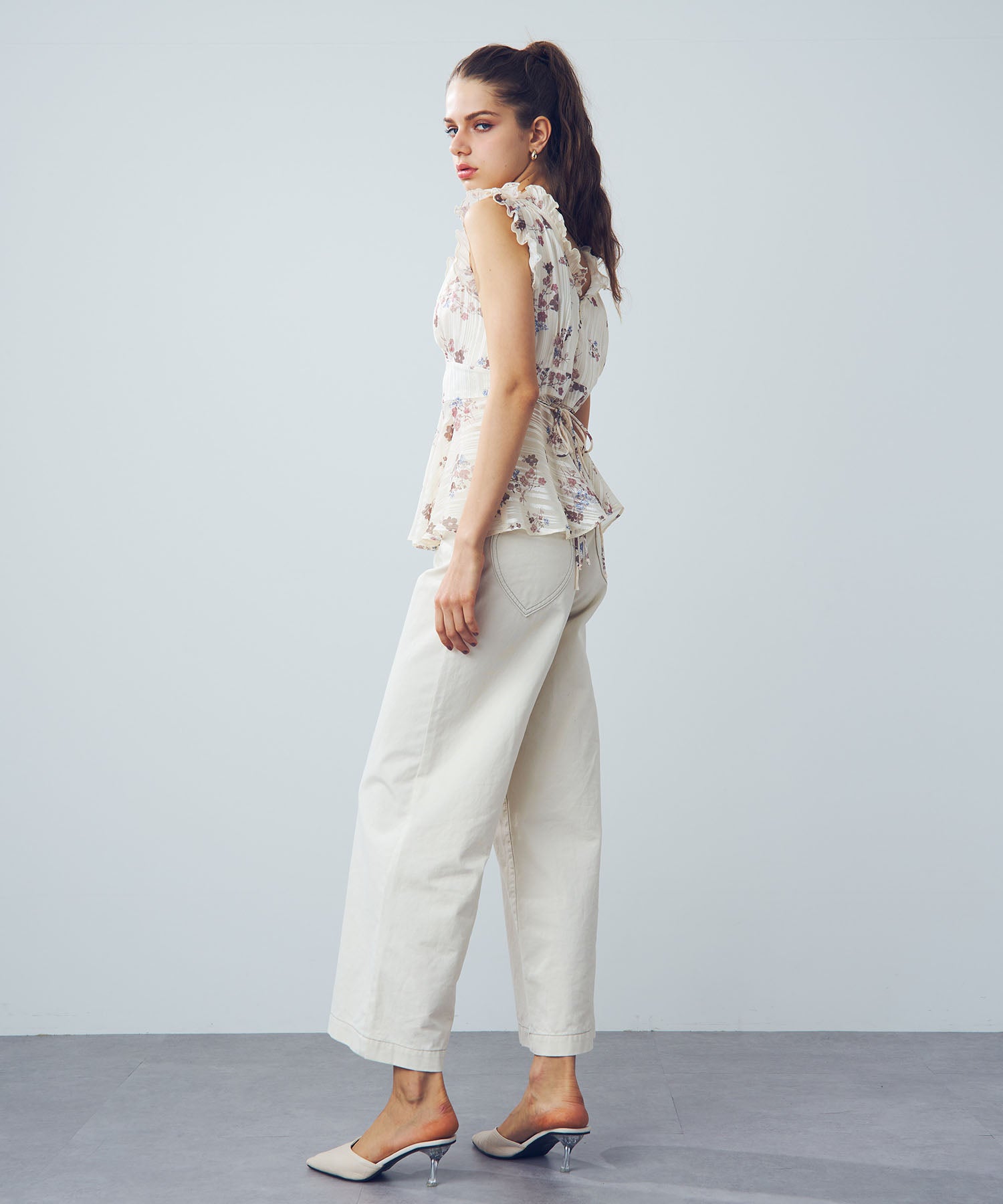 ラメストライプブーケブラウス