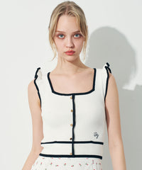 スクエアネックリブニット