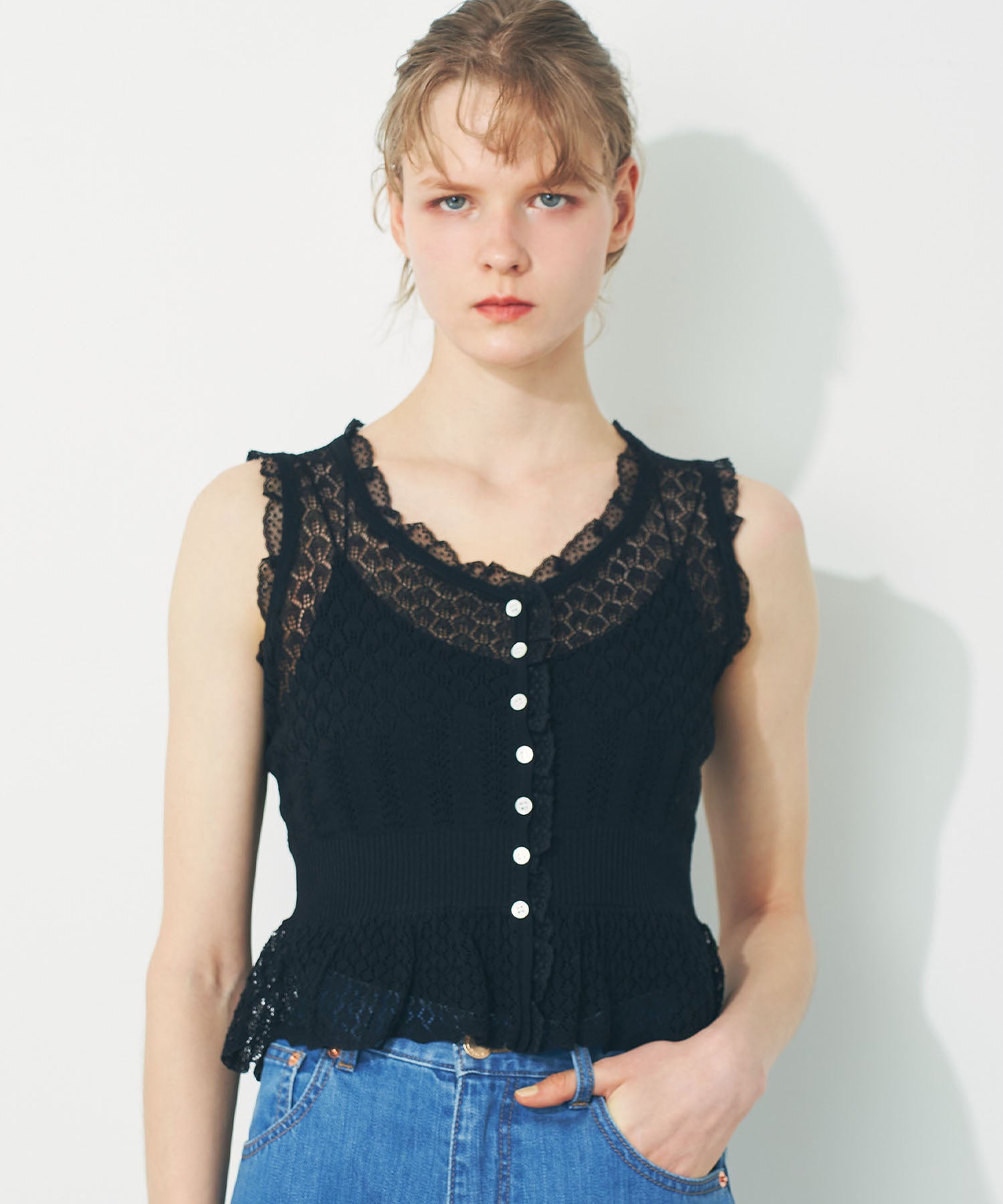 シアーアイレットMIXニット