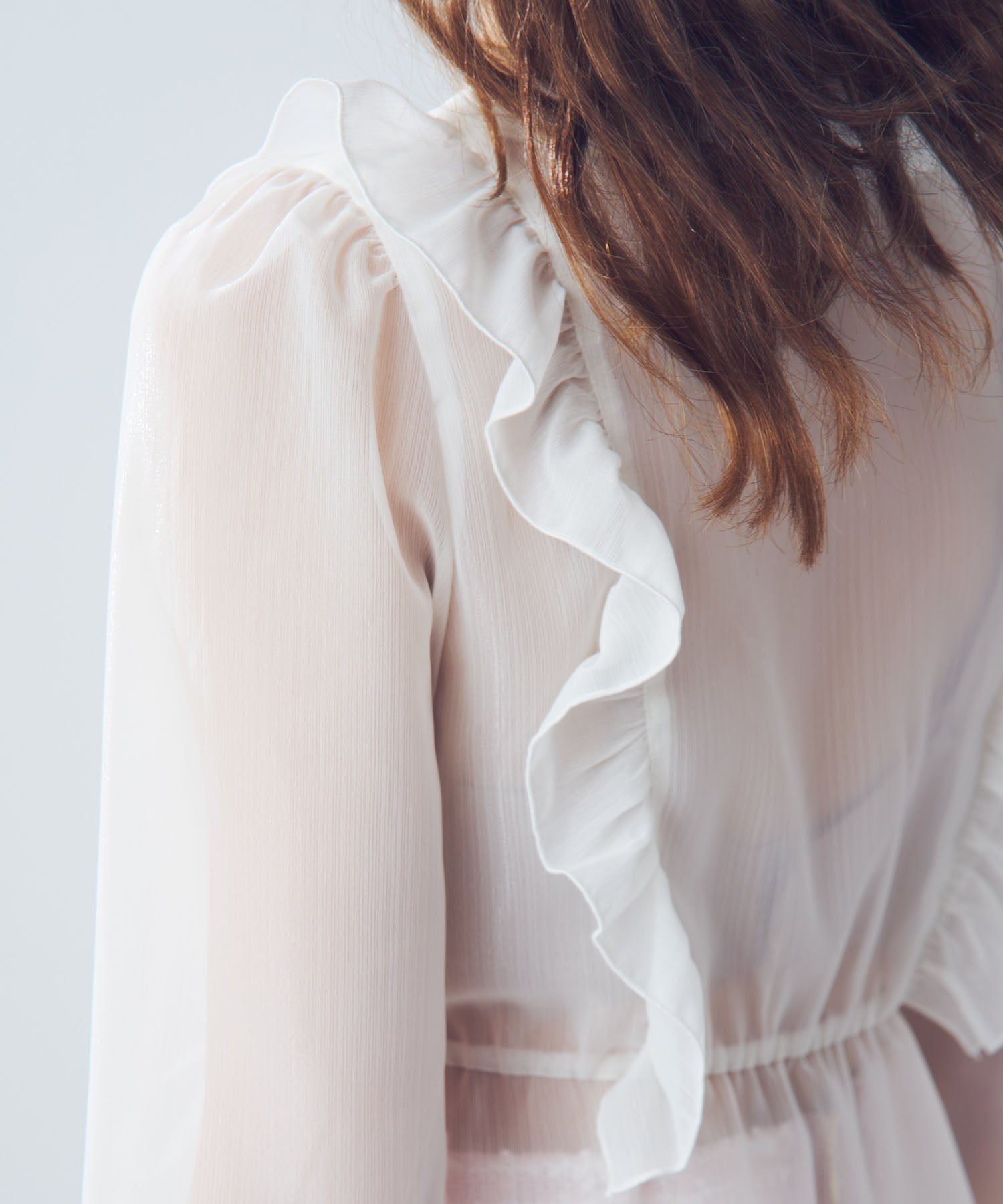 【預訂】金銀絲條紋荷葉邊襯衫