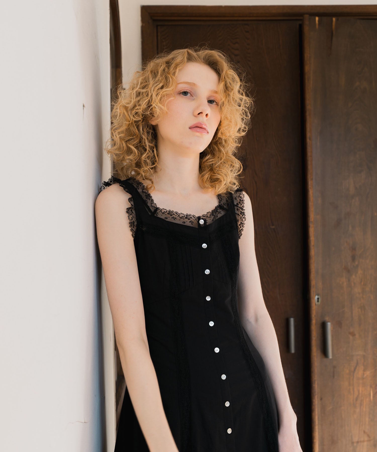 レースミックスフレアワンピース