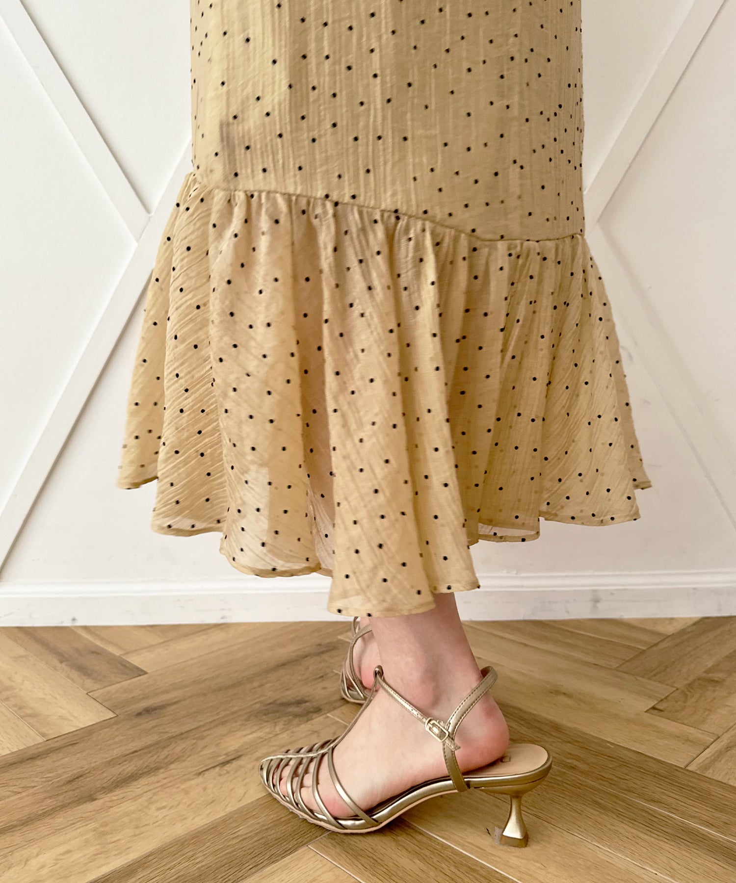 植絨圓點女士半身裙