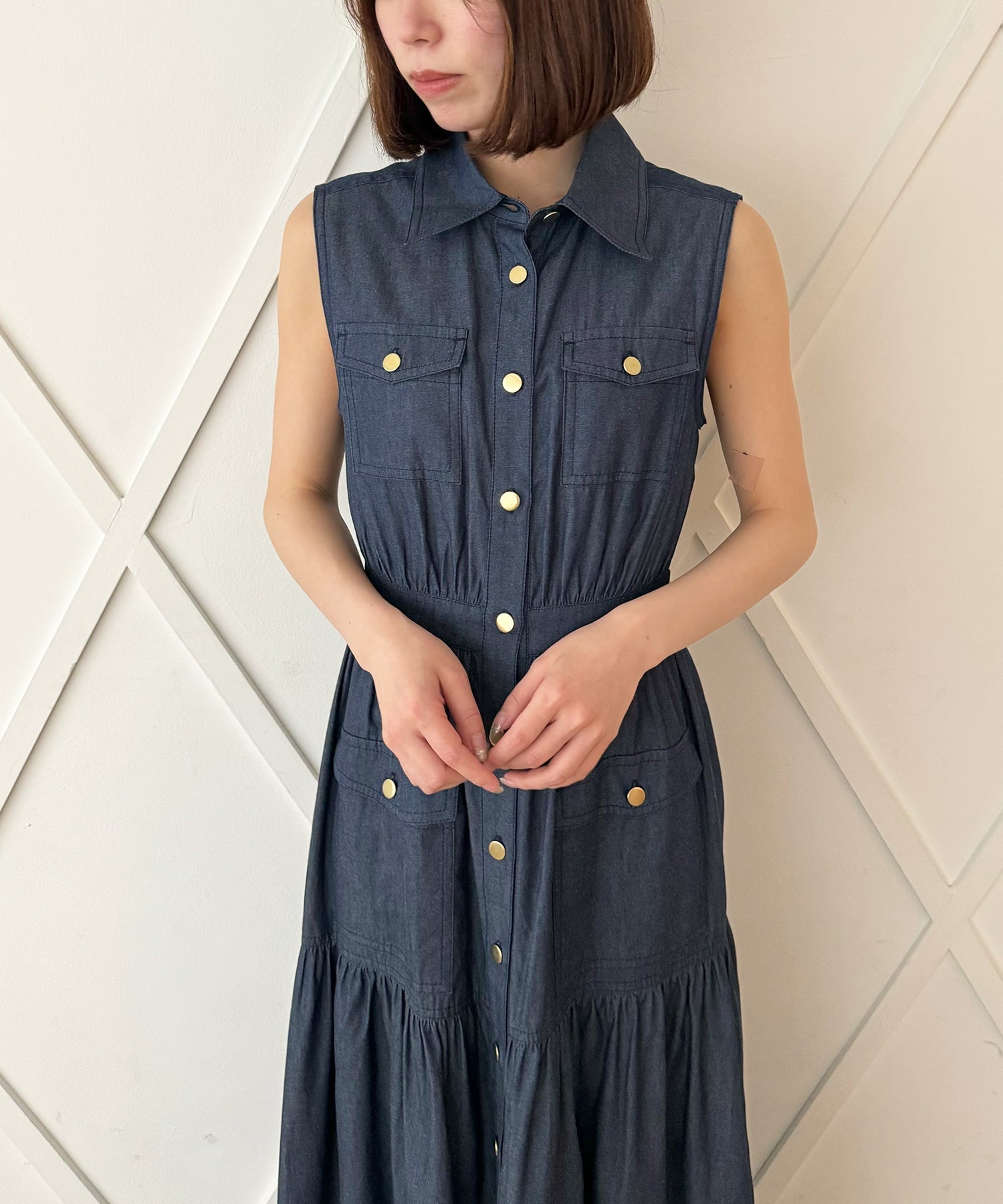 牛仔疊層連身裙