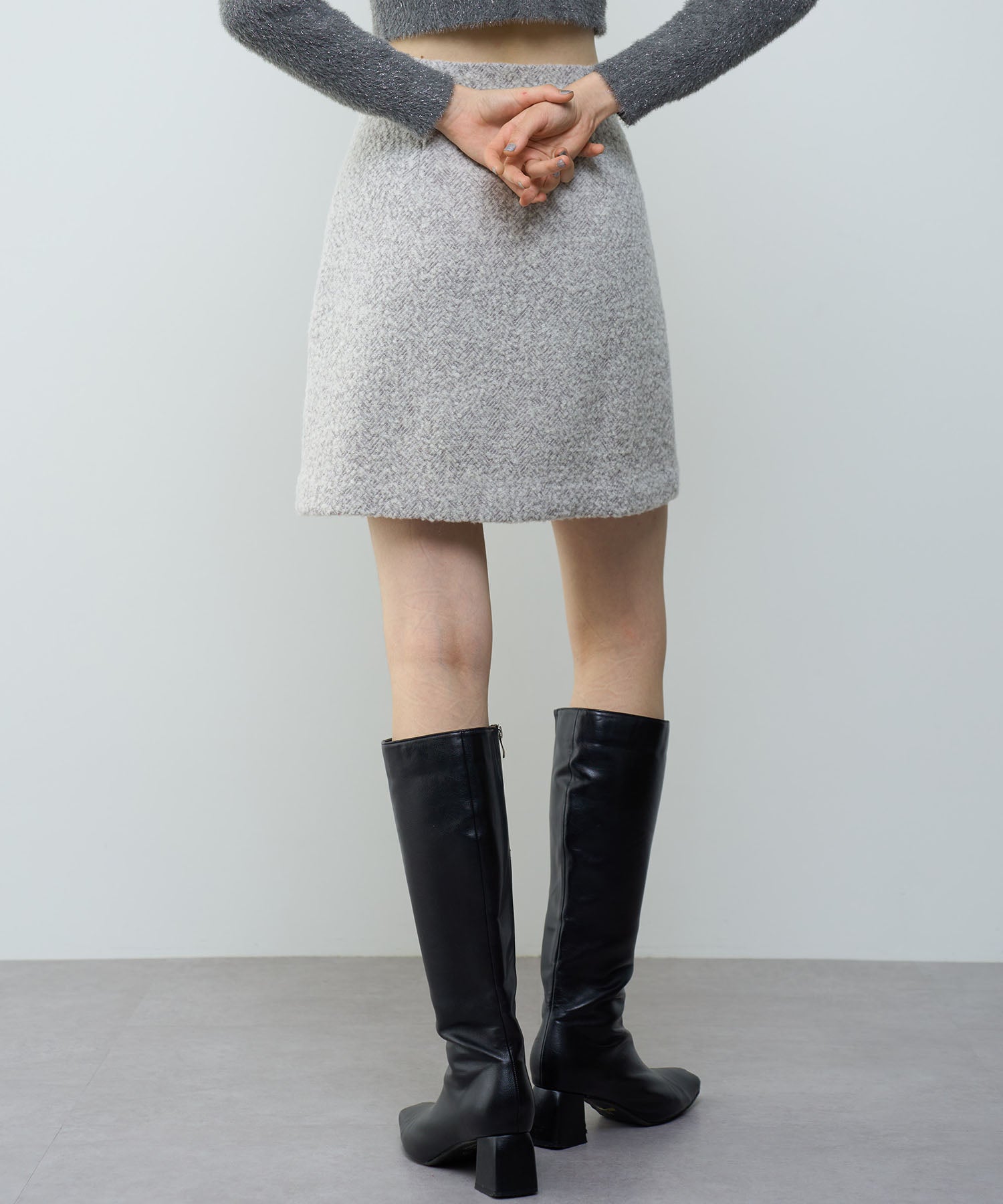 人字紋迷你半身裙