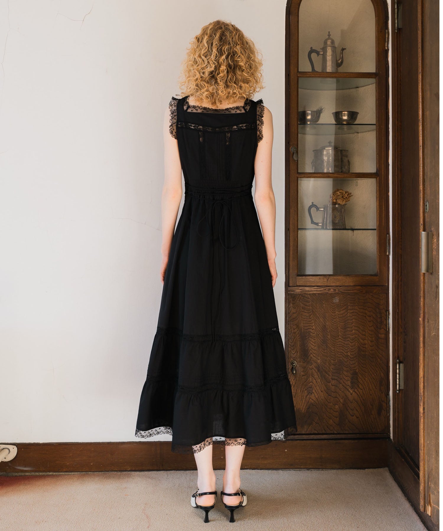 レースミックスフレアワンピース