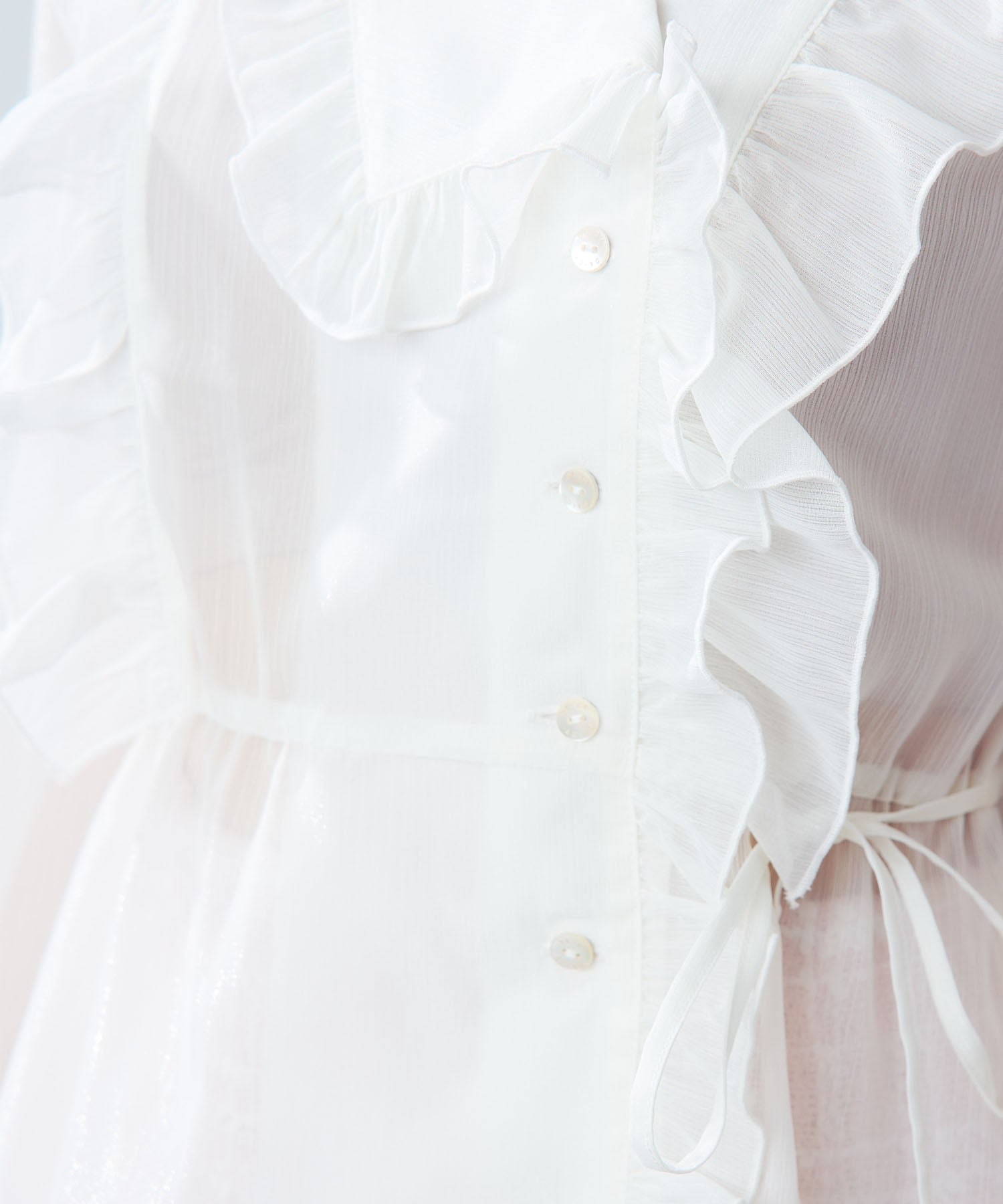 【預訂】金銀絲條紋荷葉邊襯衫