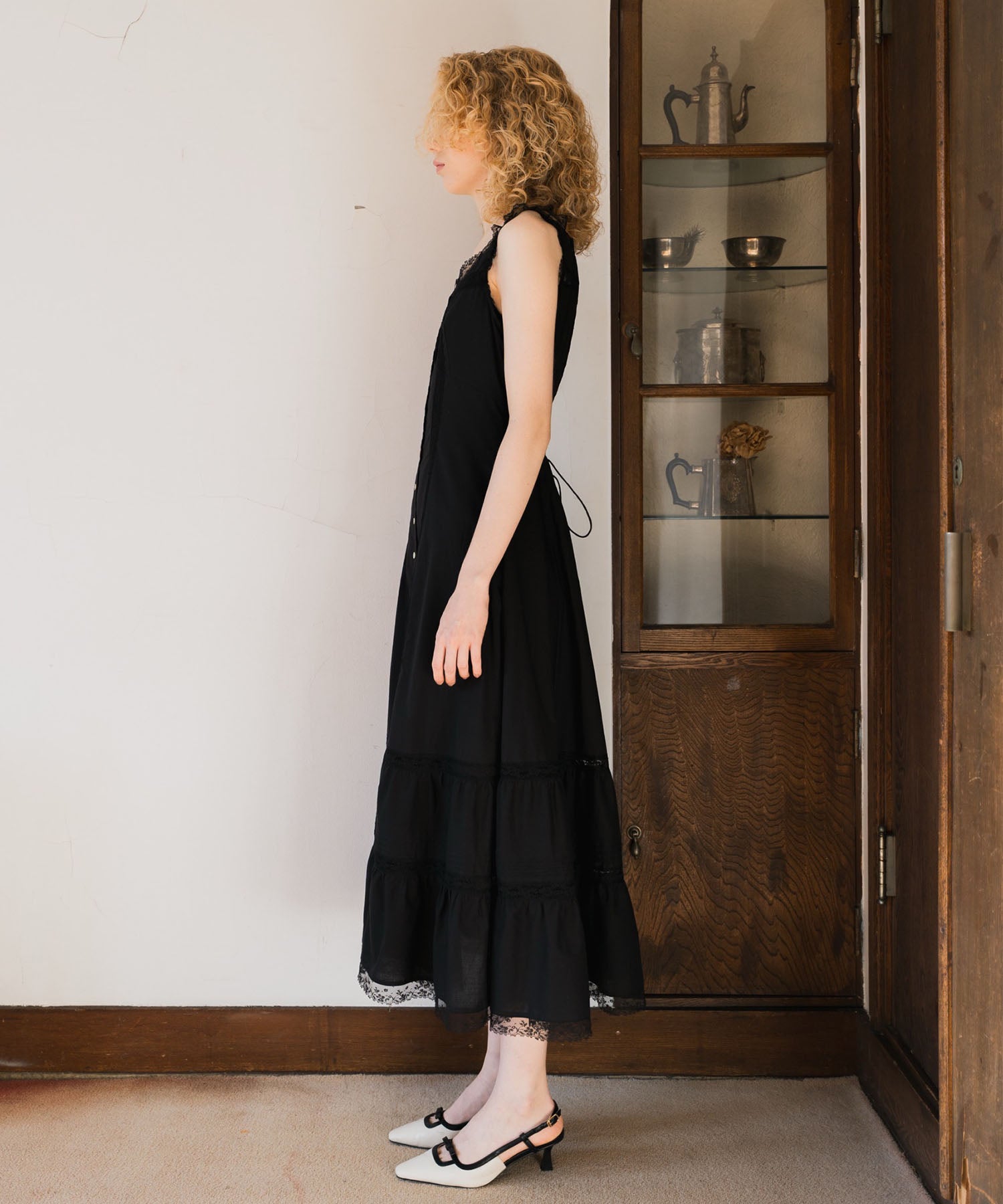 レースミックスフレアワンピース