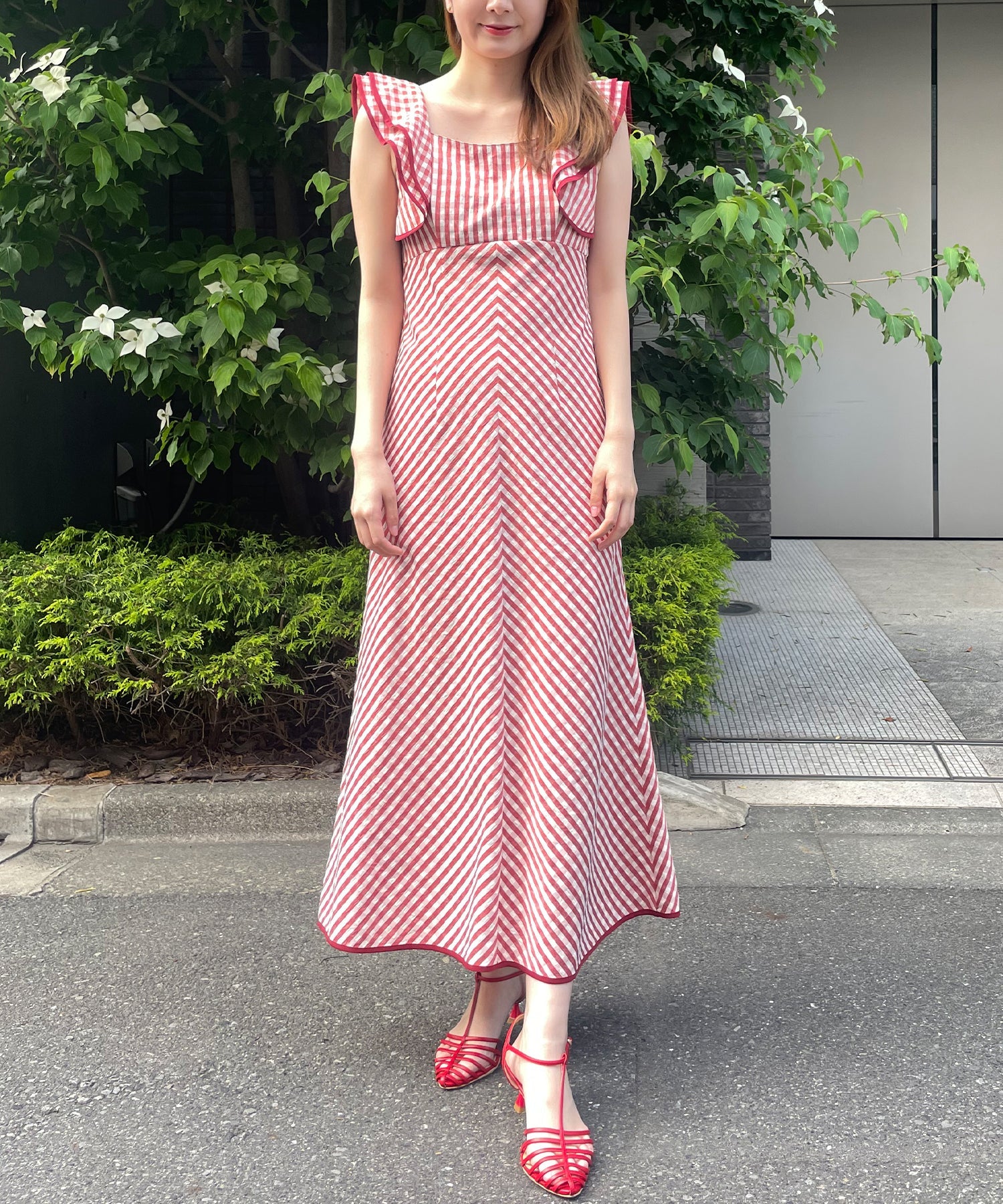 Frill shoulder dress