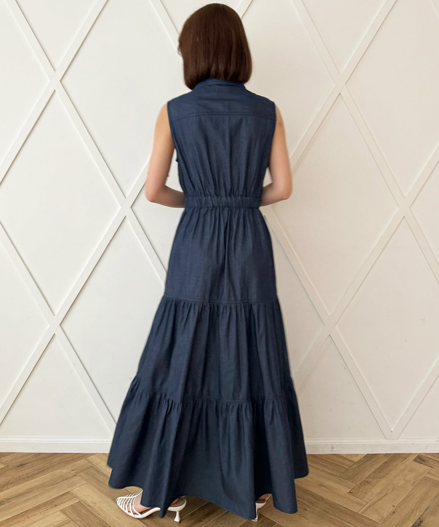 牛仔疊層連身裙