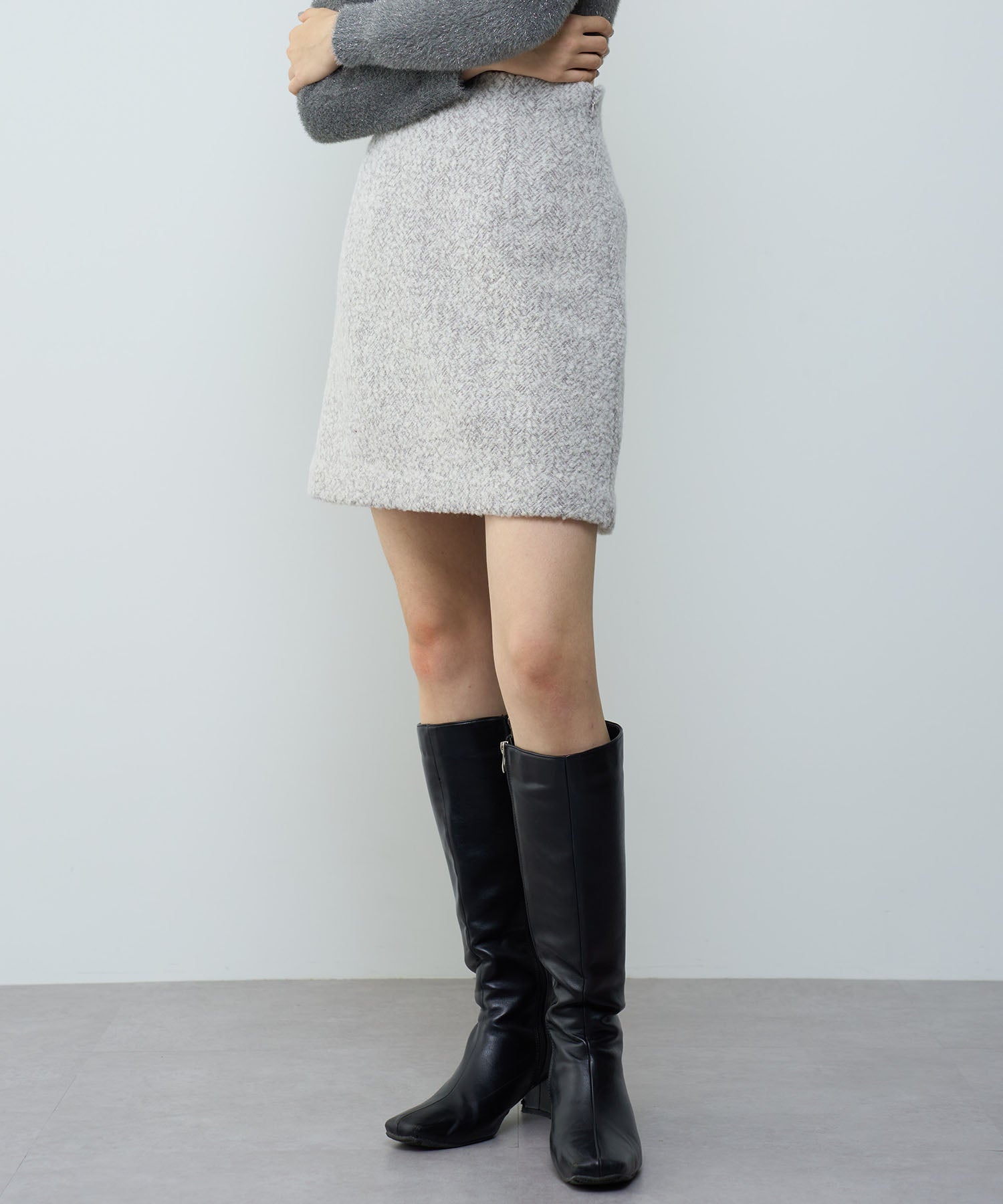 人字紋迷你半身裙