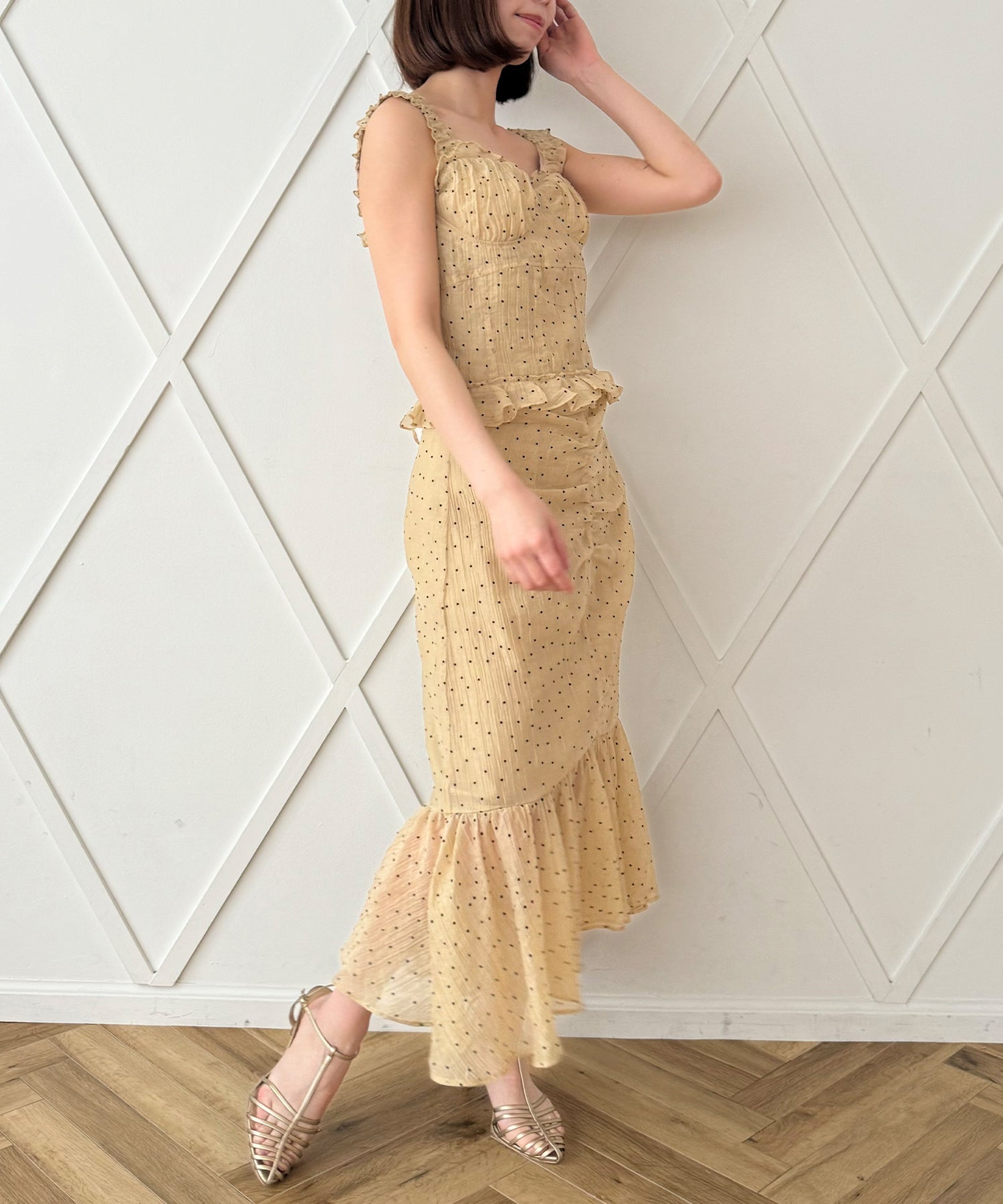 植絨圓點女士半身裙