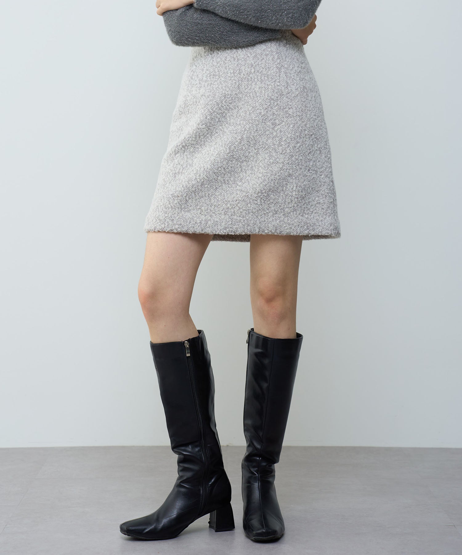 人字紋迷你半身裙