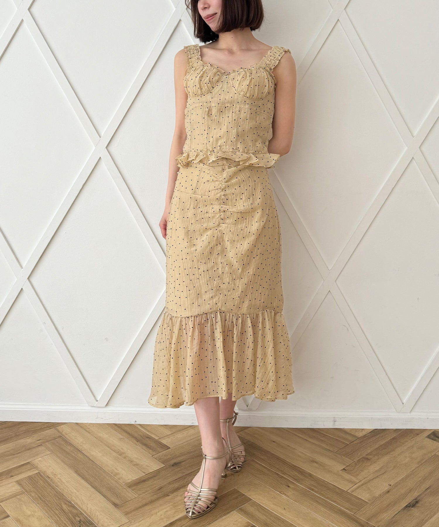 植絨圓點緊身胸衣