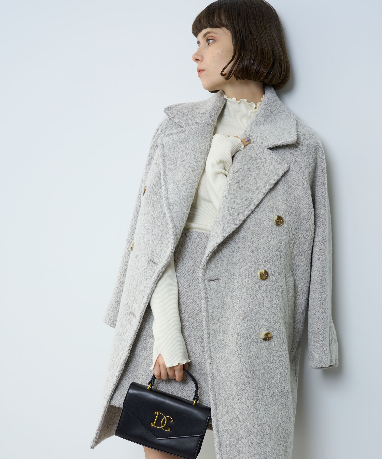 人字紋 W 扣款大衣