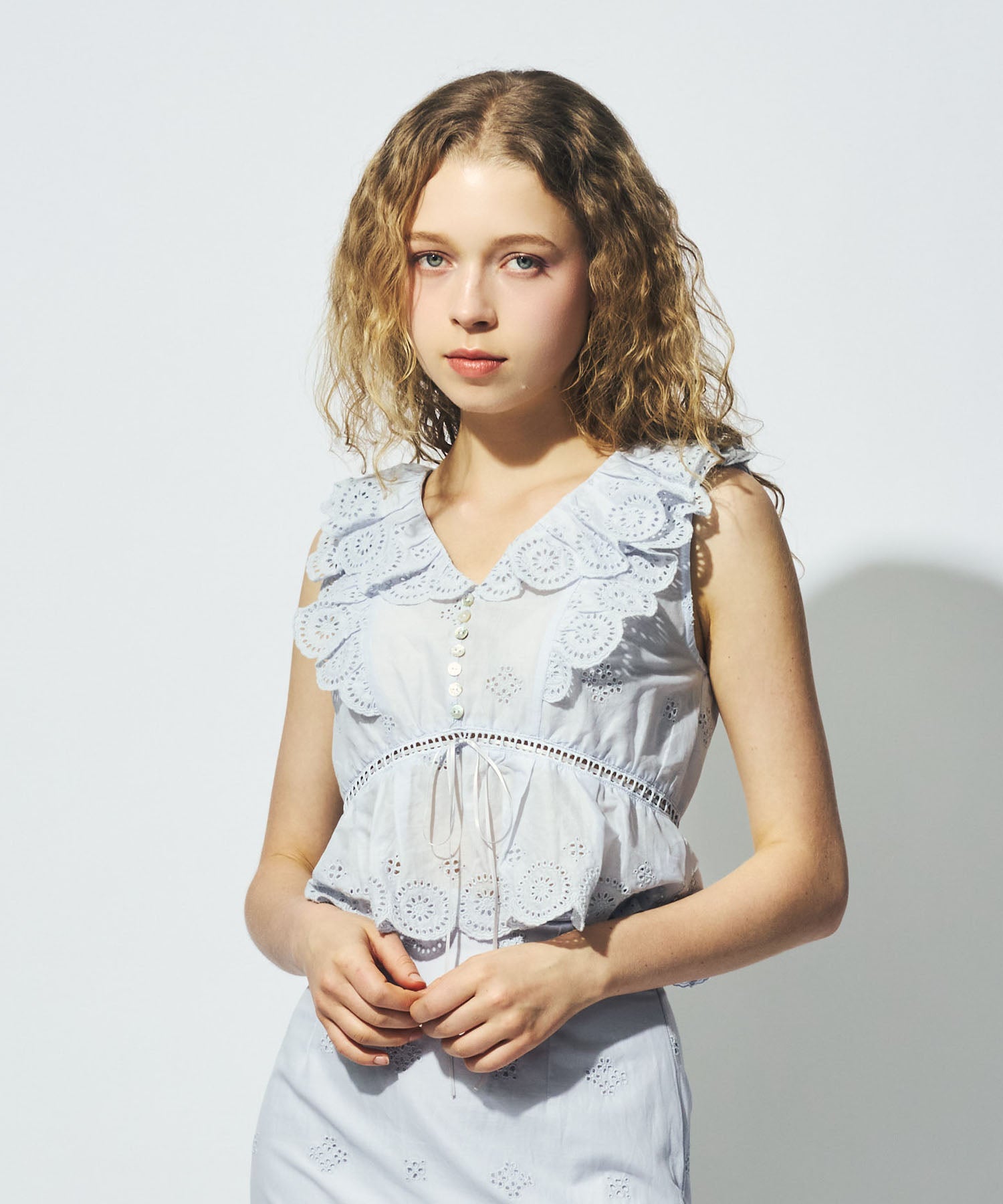 コットンボイルフラワーブラウス