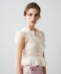 シアーストライプレースブラウス