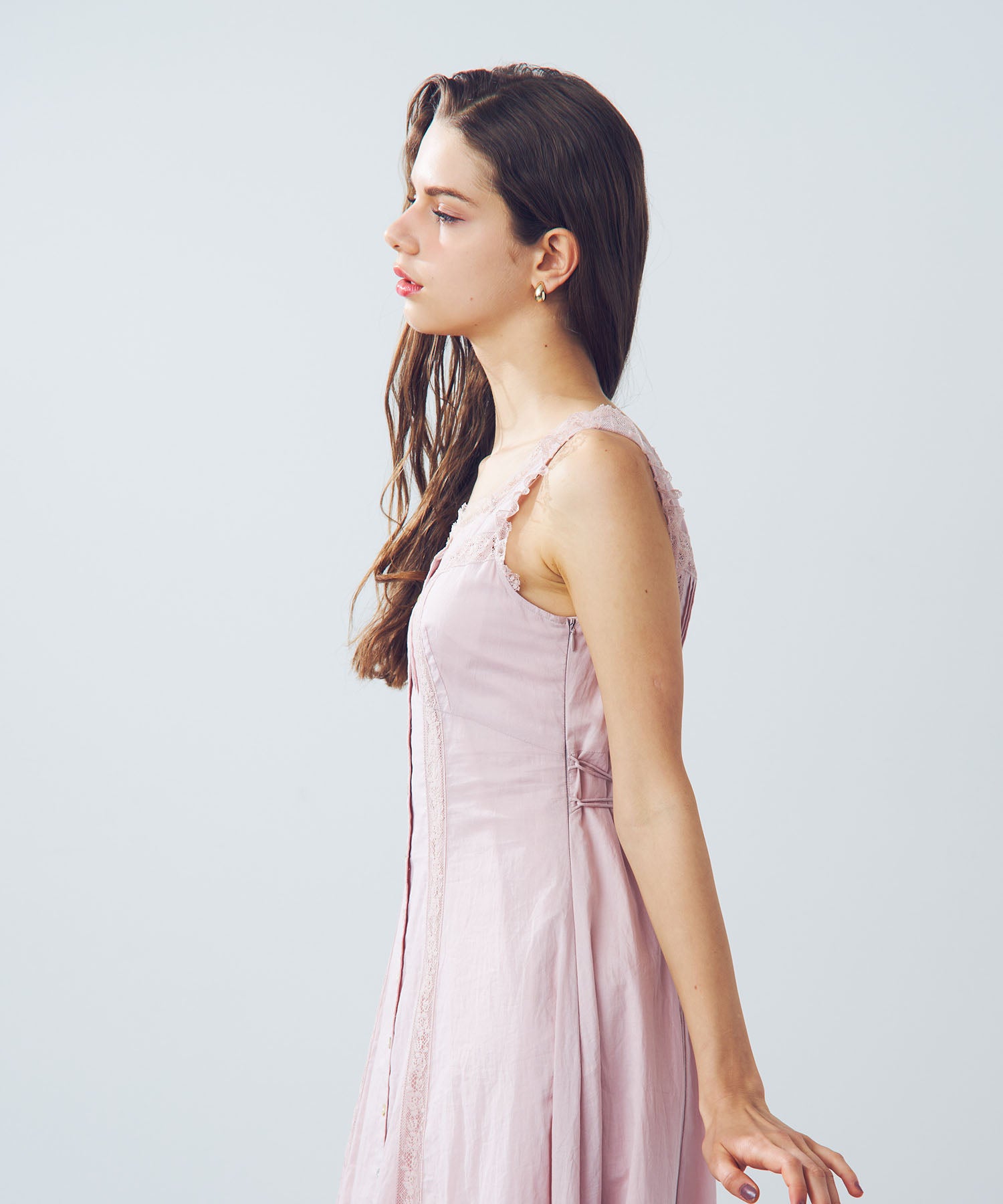 レースミックスフレアワンピース