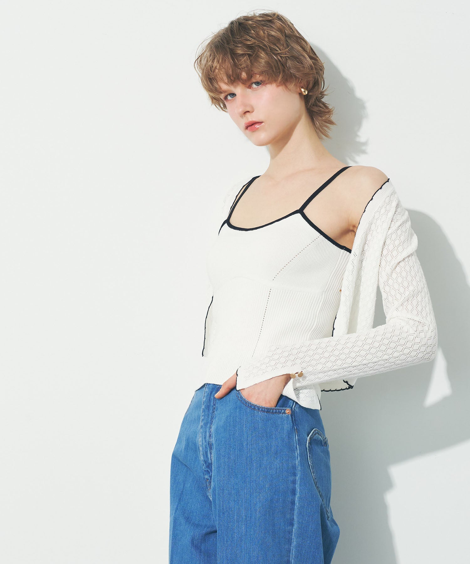 キャミセットアイレットカーディガン