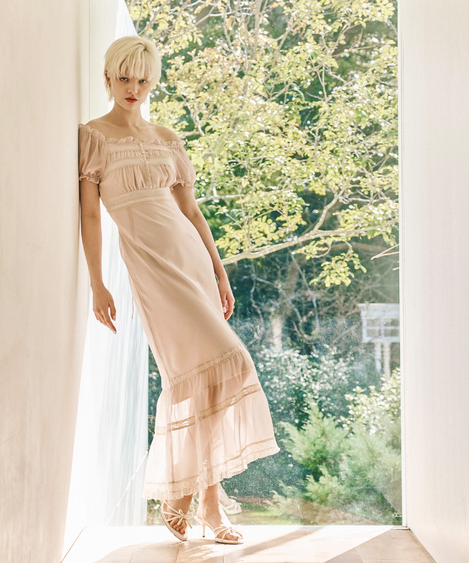 2wayオフショルシフォンドレス