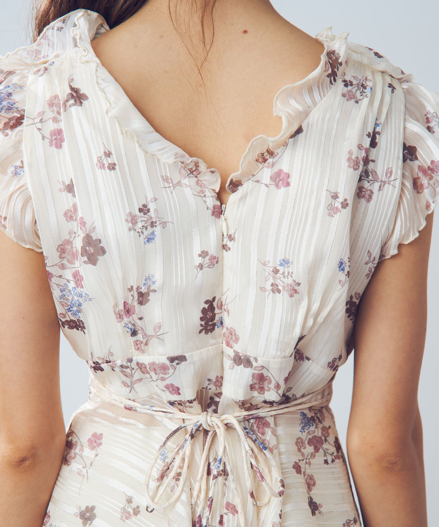 ラメストライプブーケブラウス