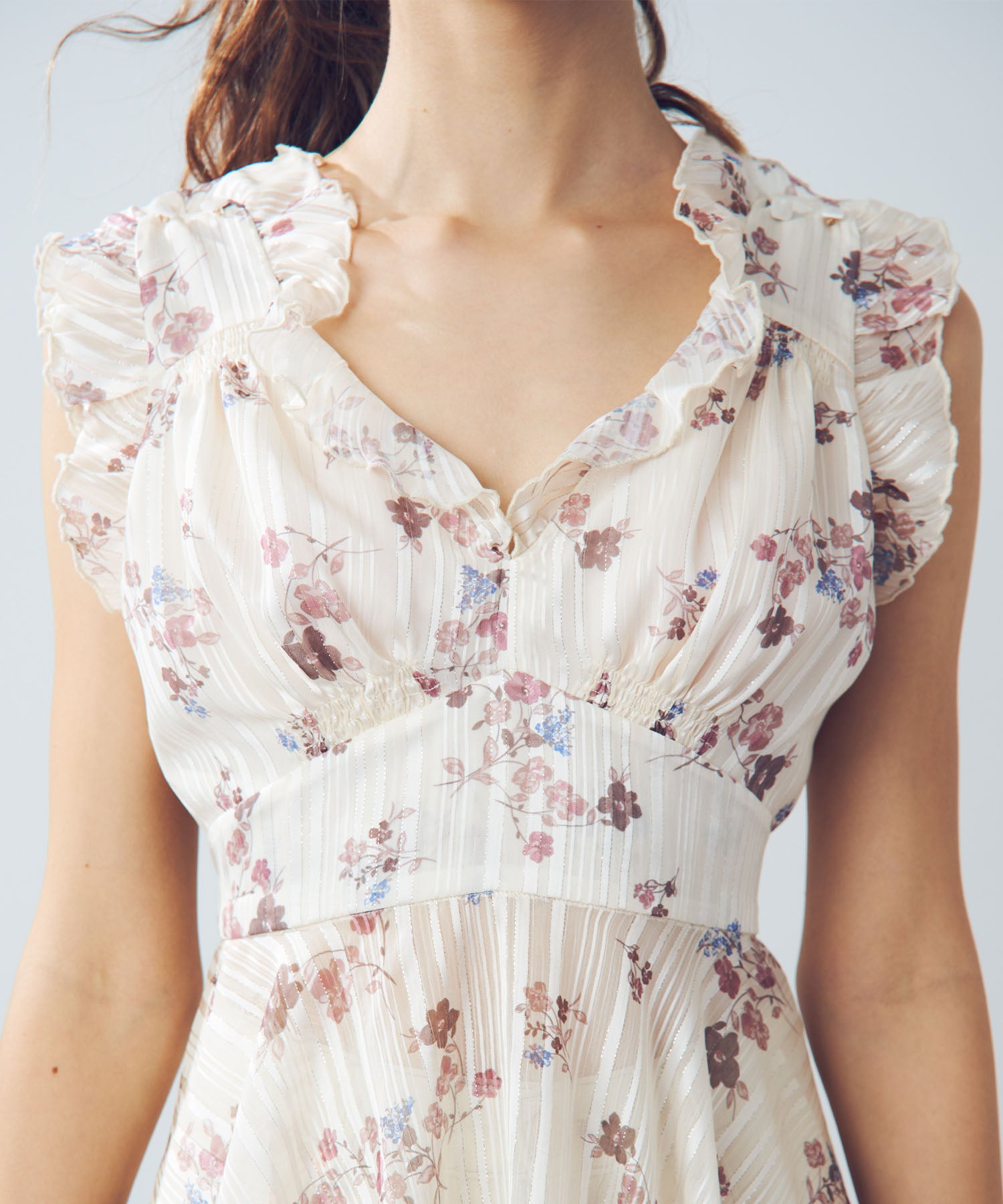 ラメストライプブーケブラウス