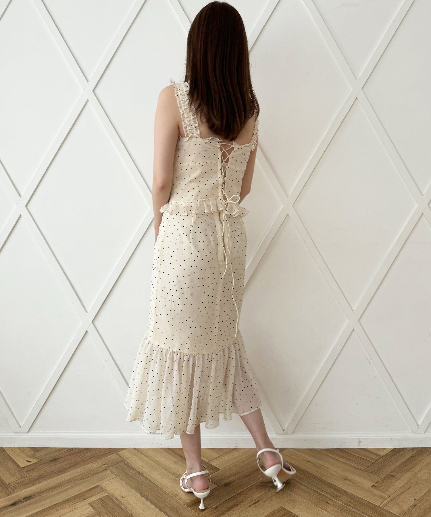 植絨圓點緊身胸衣