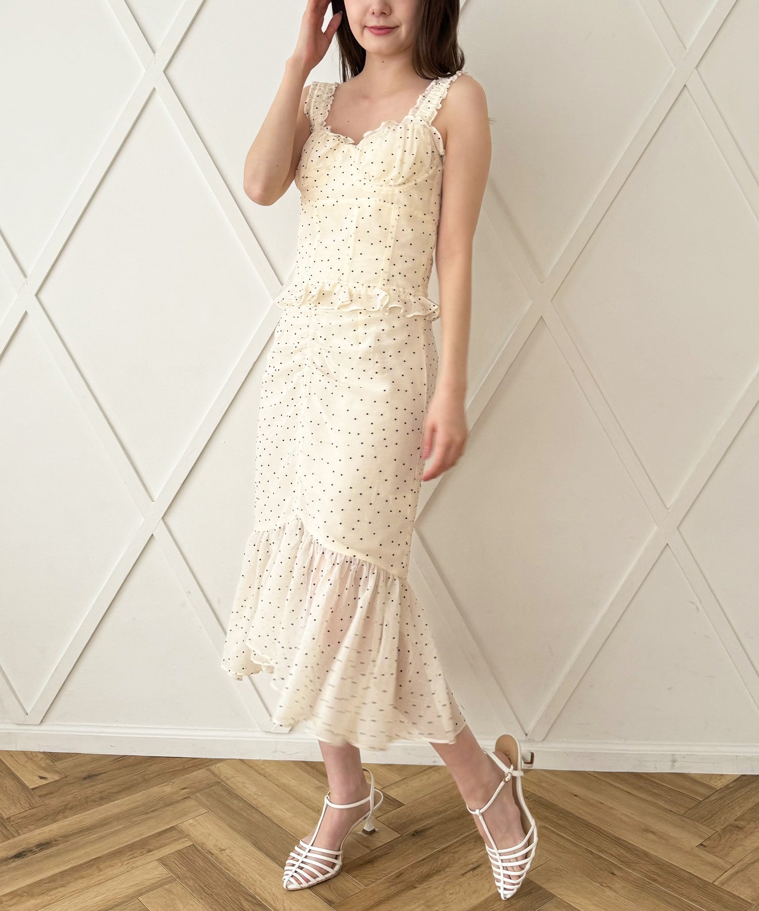 植絨圓點女士半身裙