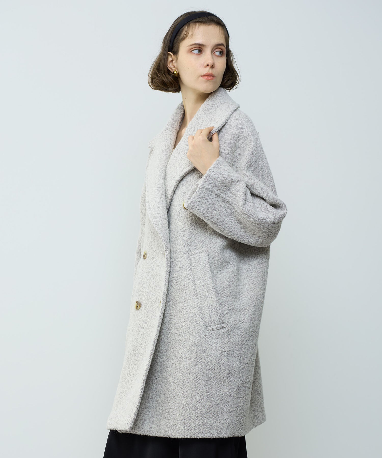 人字紋 W 扣款大衣