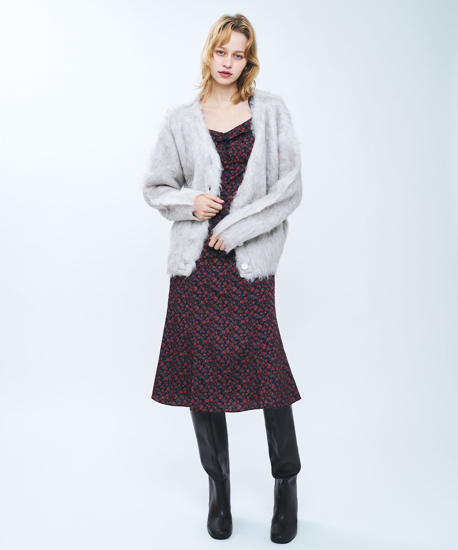 ブラッシュドシャギーカーディガン