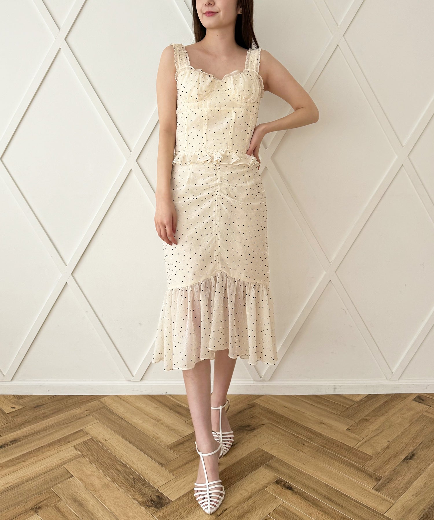 植絨圓點緊身胸衣