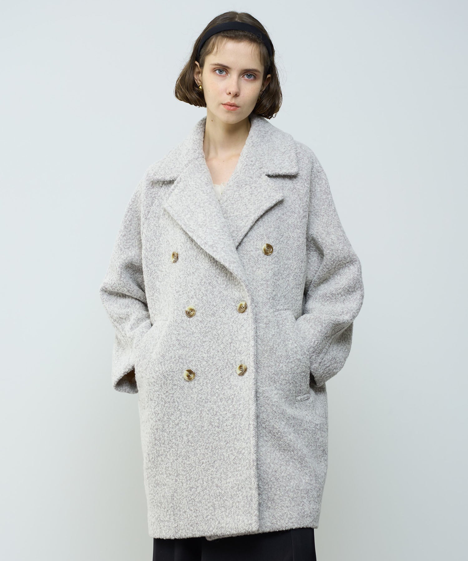 人字紋 W 扣款大衣