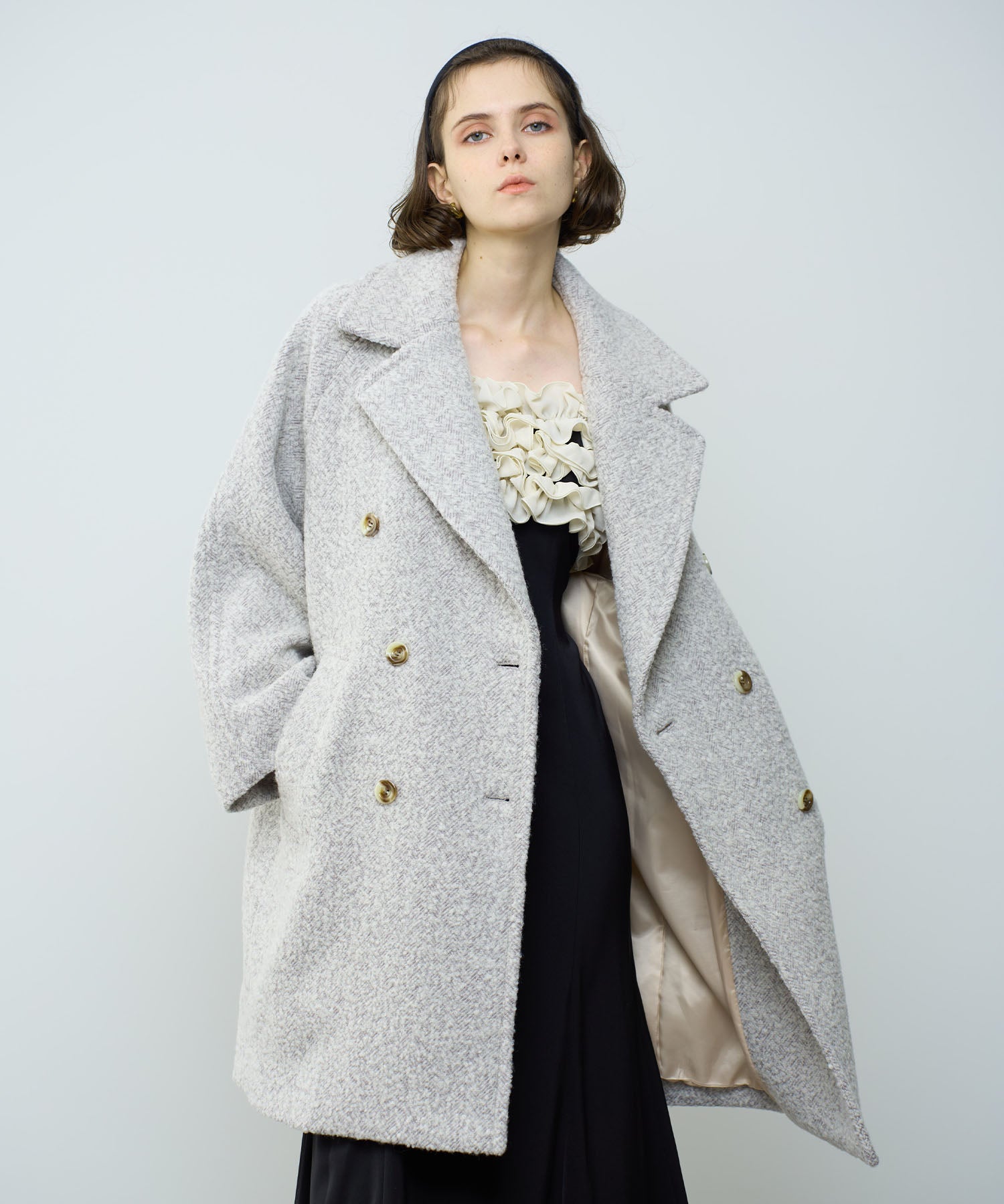 人字紋 W 扣款大衣