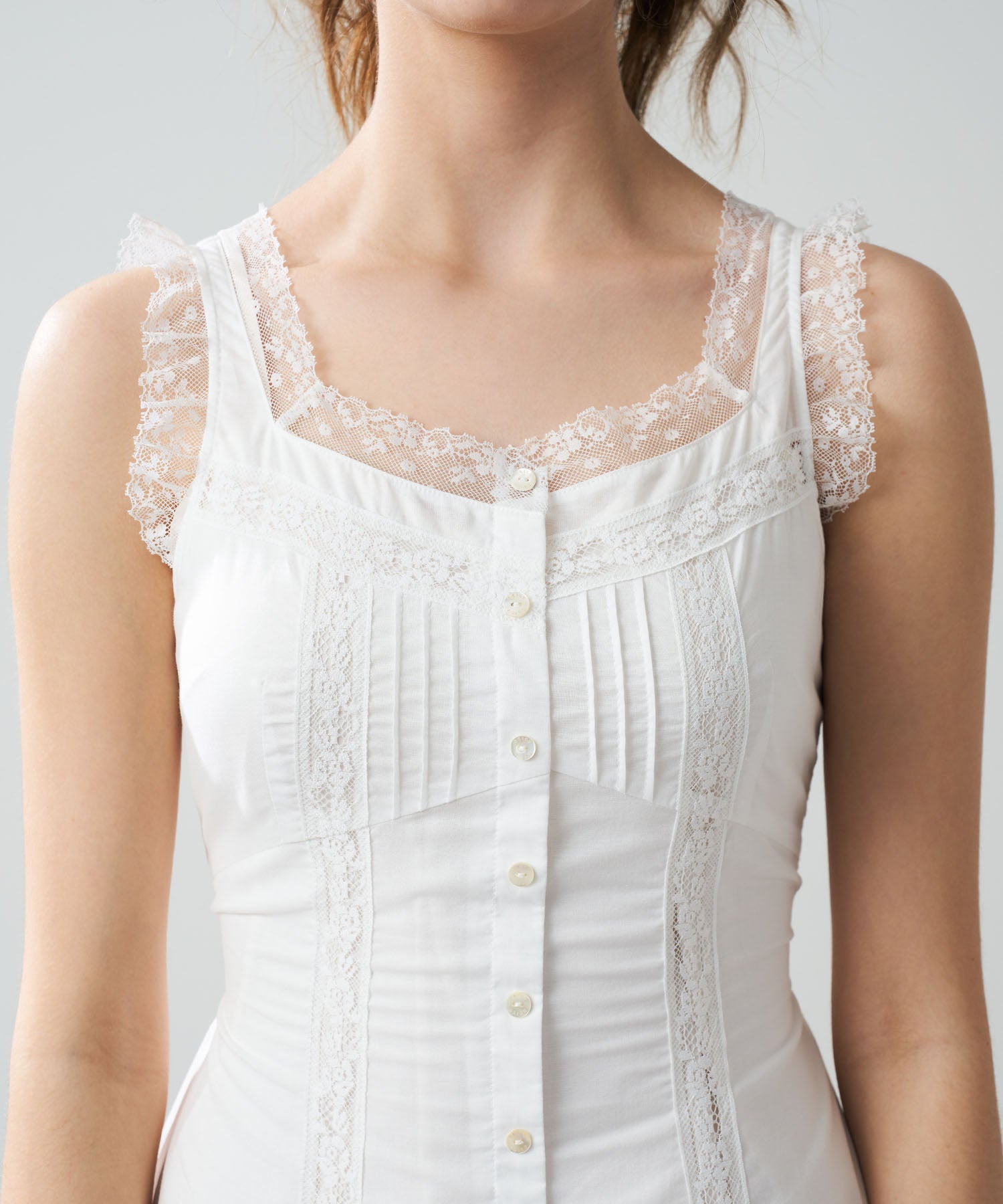 レースミックスフレアワンピース