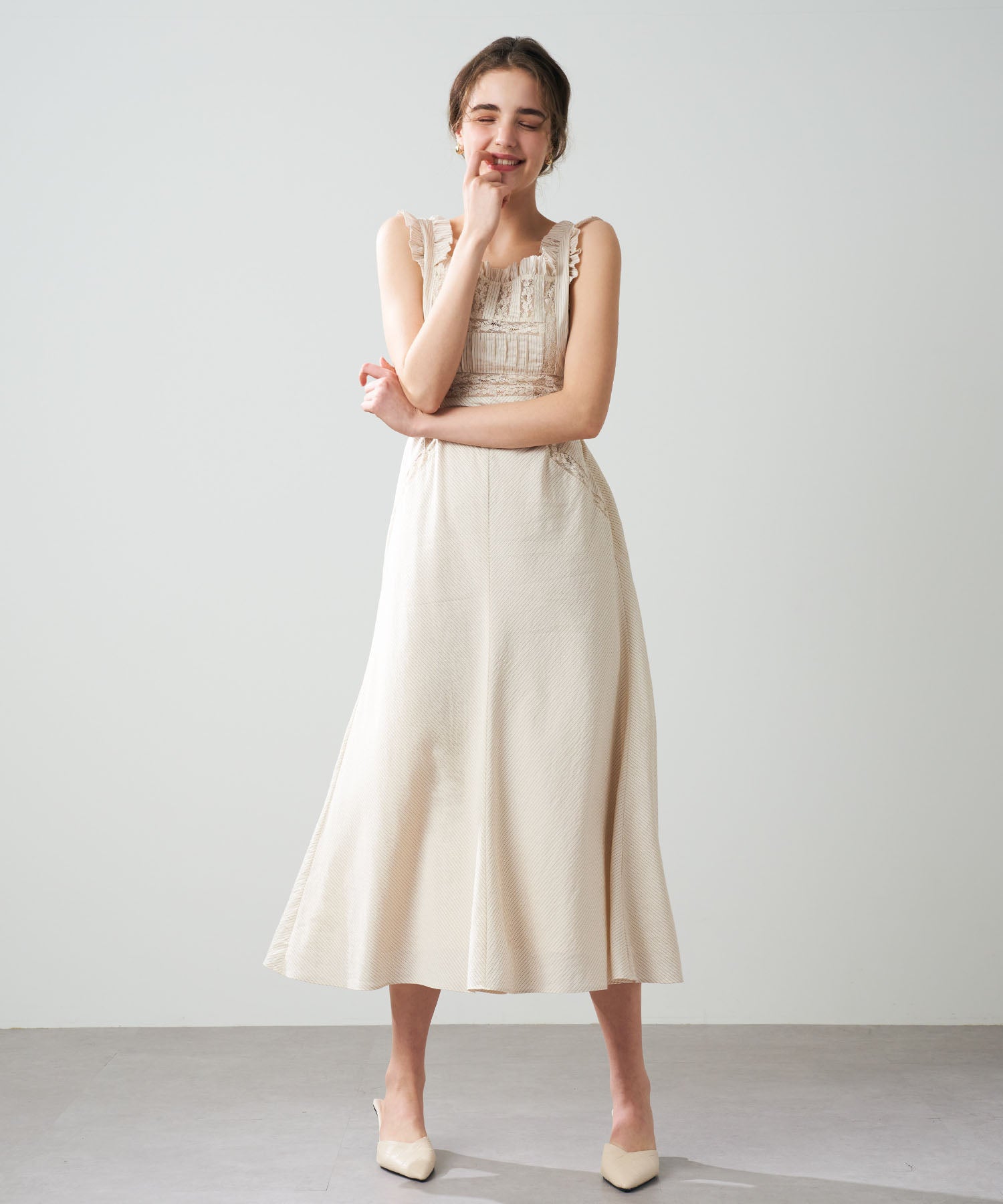 ストライプレースワンピース 