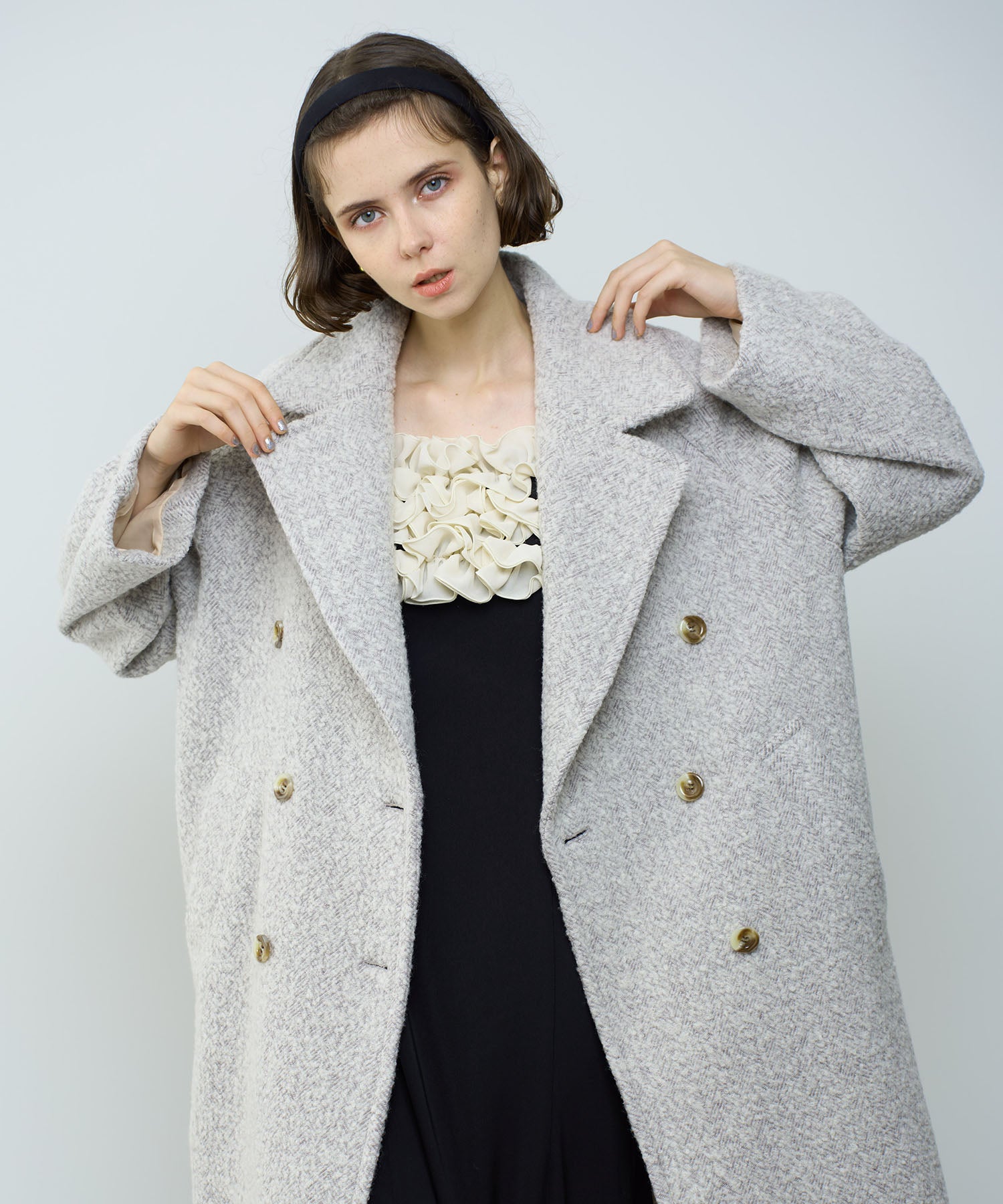 人字紋 W 扣款大衣