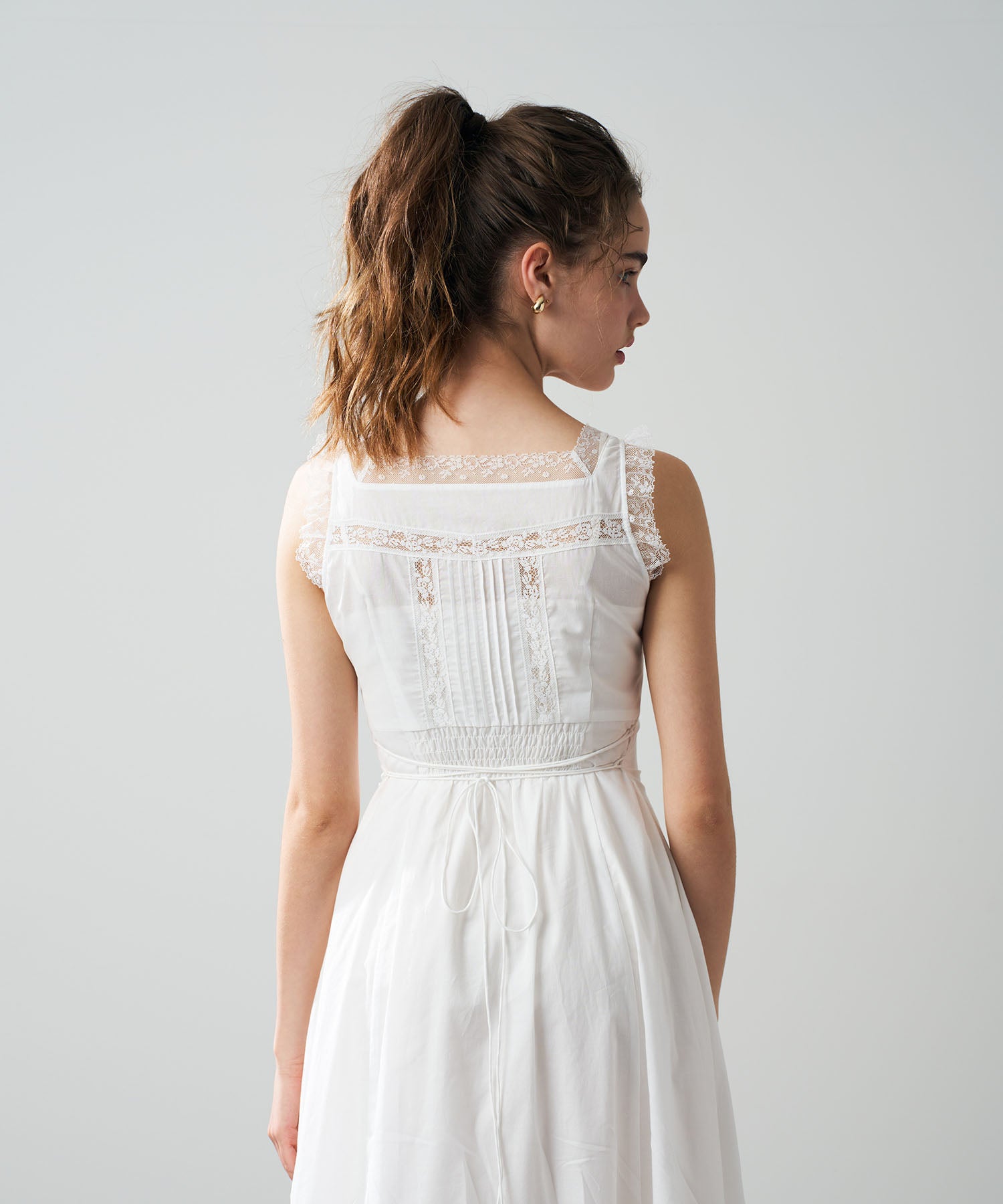 レースミックスフレアワンピース