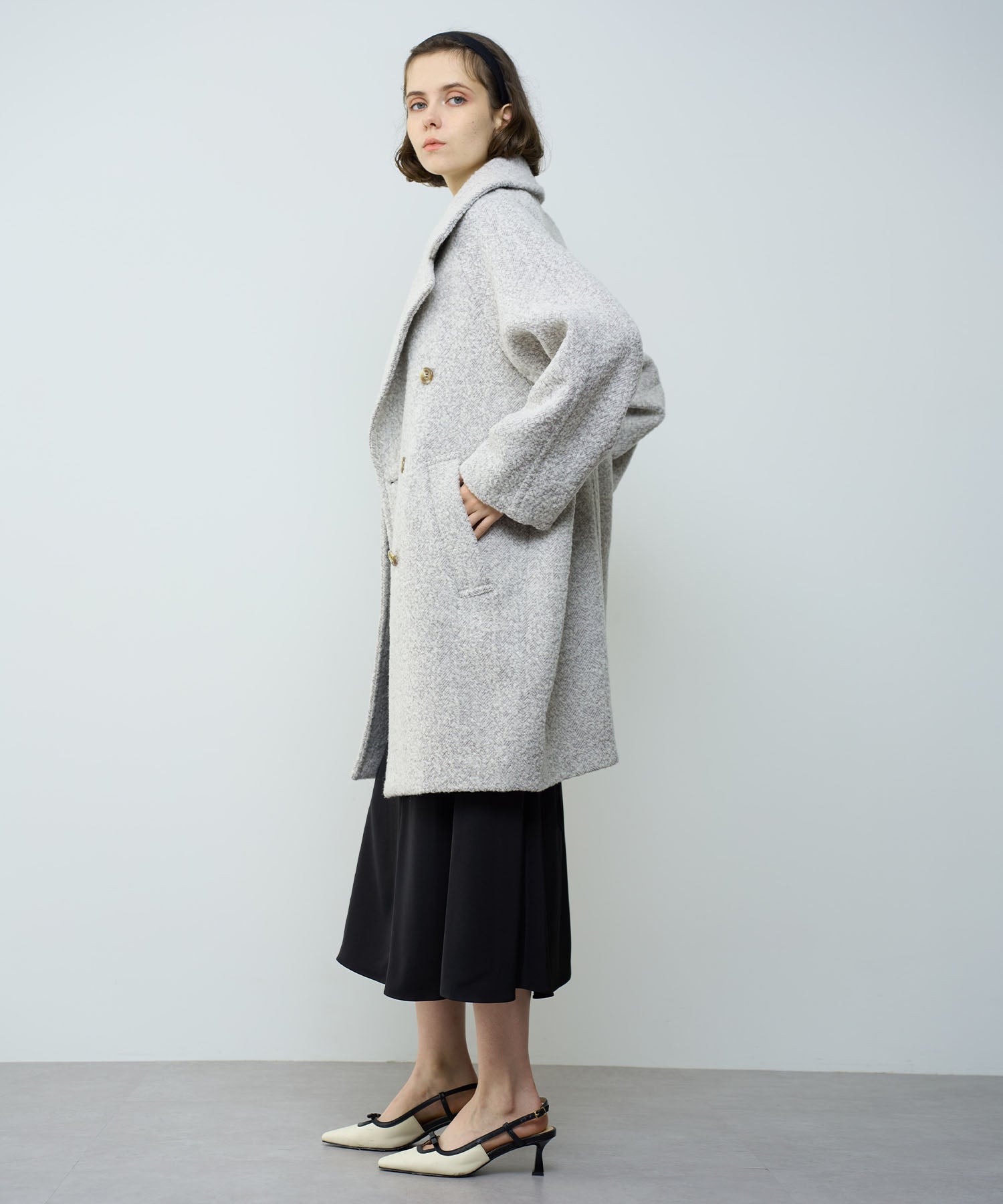 人字紋 W 扣款大衣