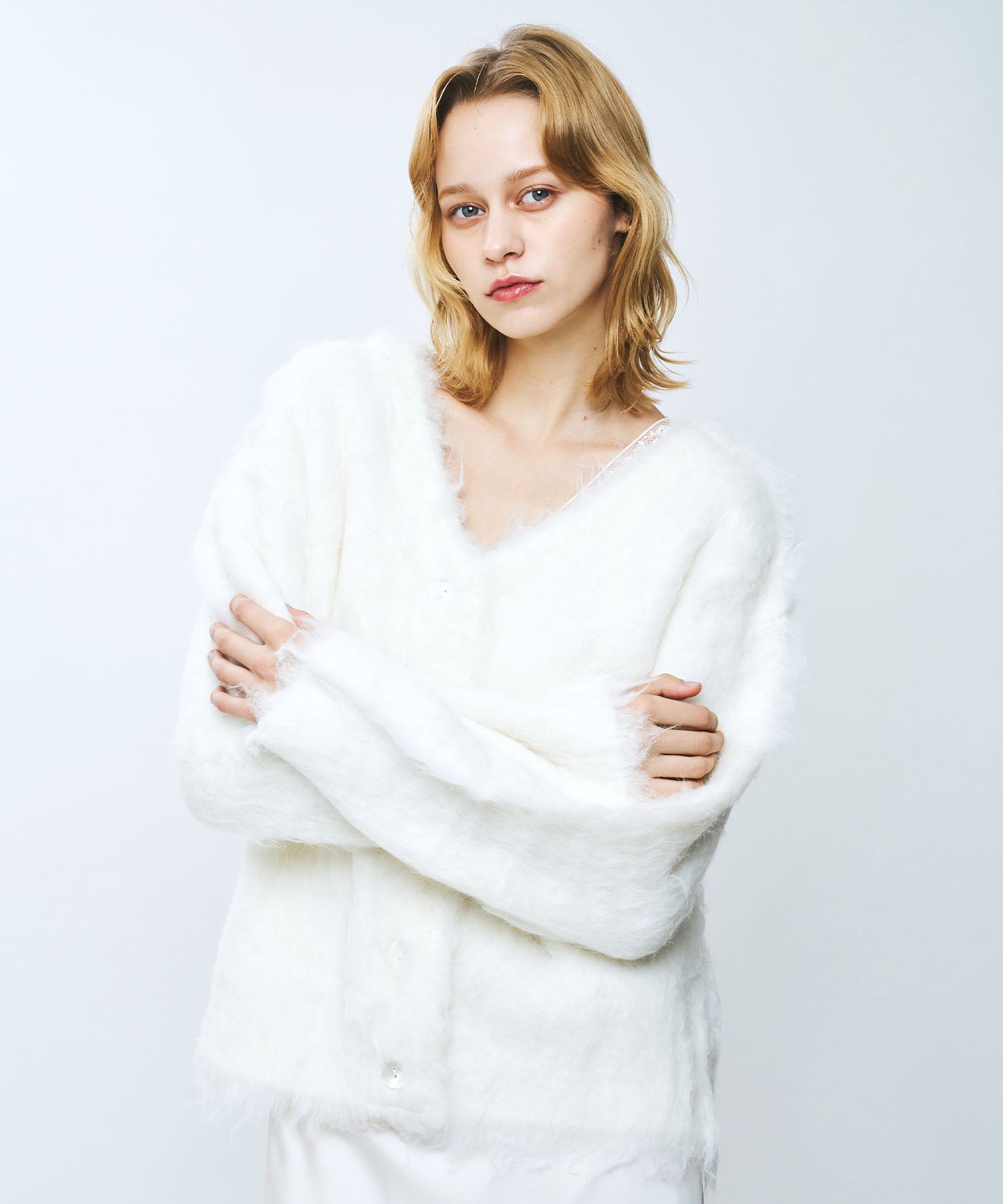 ブラッシュドシャギーカーディガン