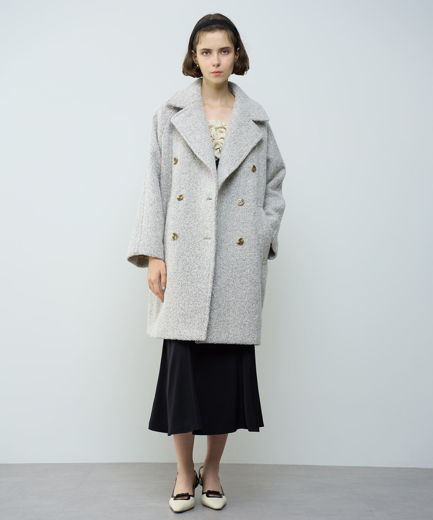 人字紋 W 扣款大衣