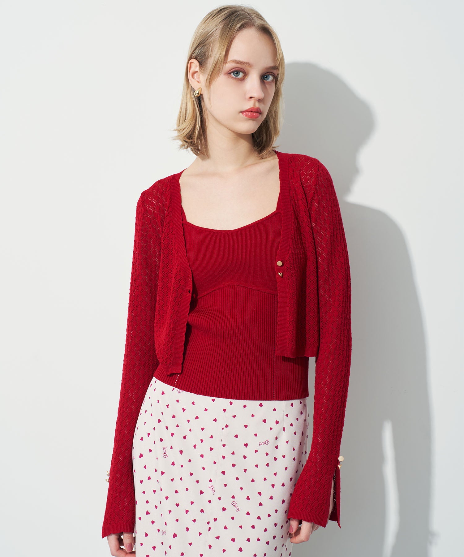 キャミセットアイレットカーディガン