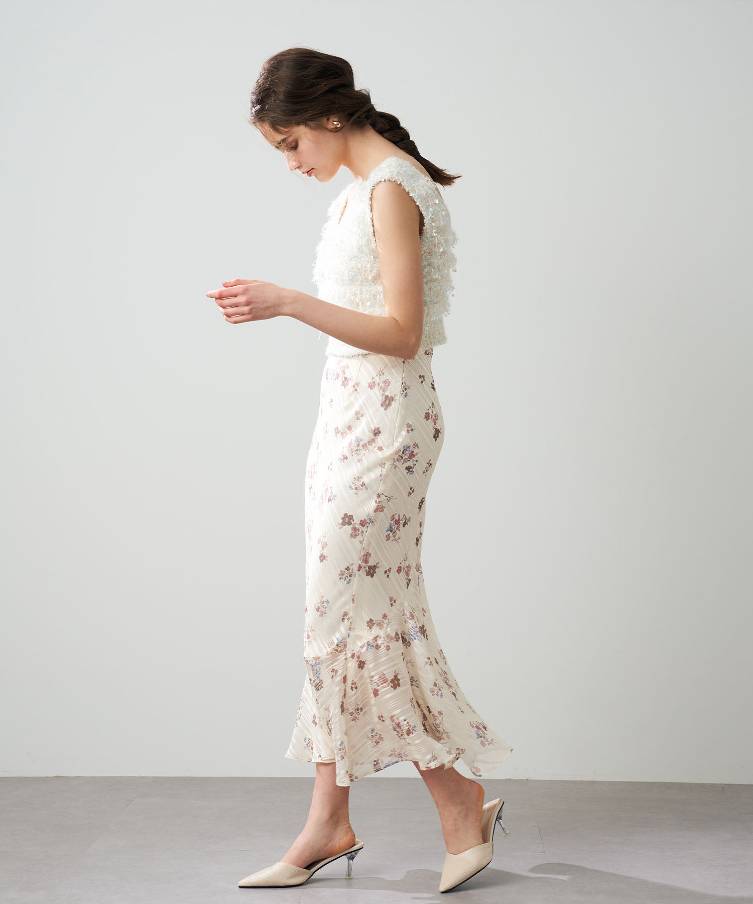 【預訂】亮片條紋花束裙