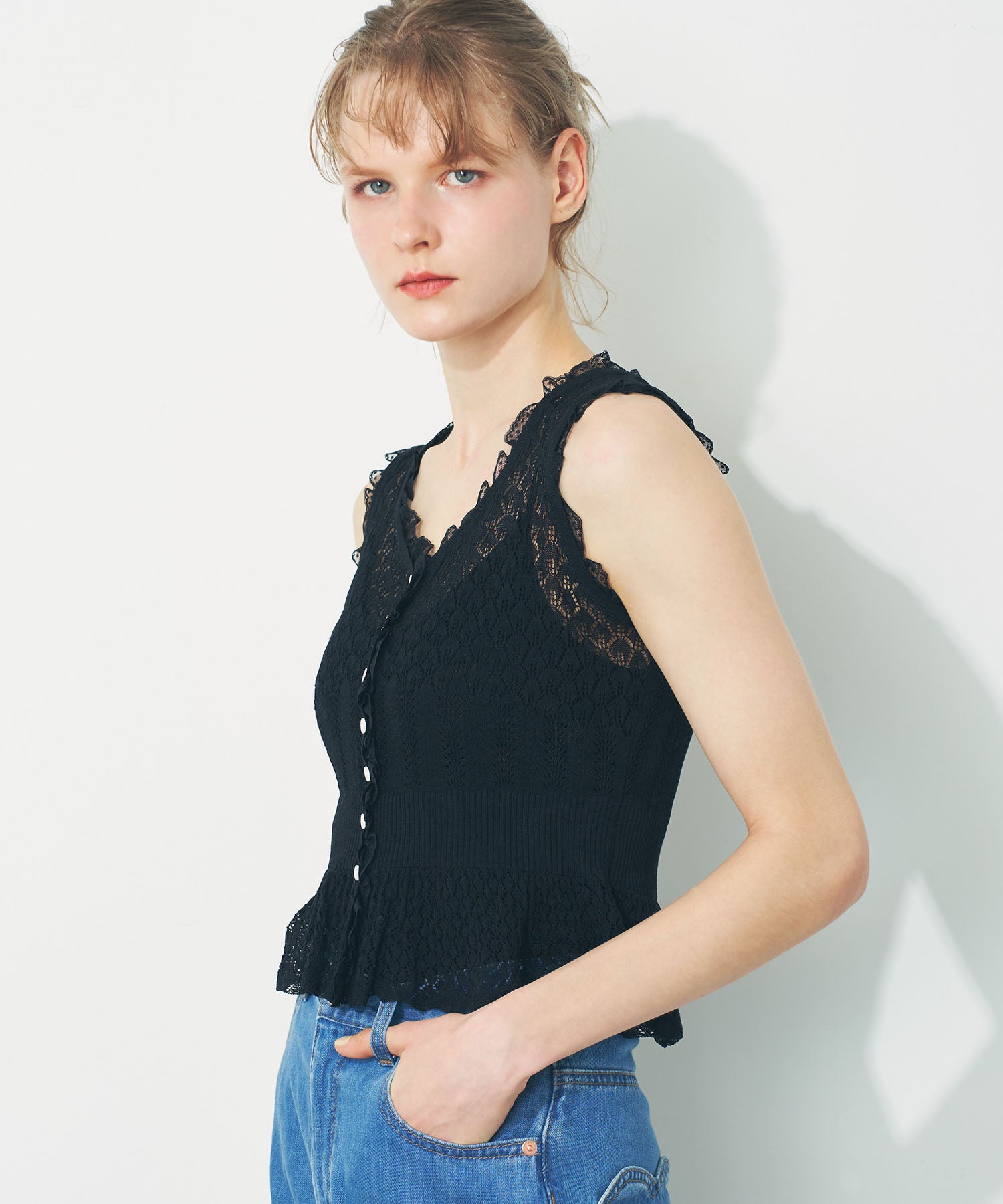 シアーアイレットMIXニット