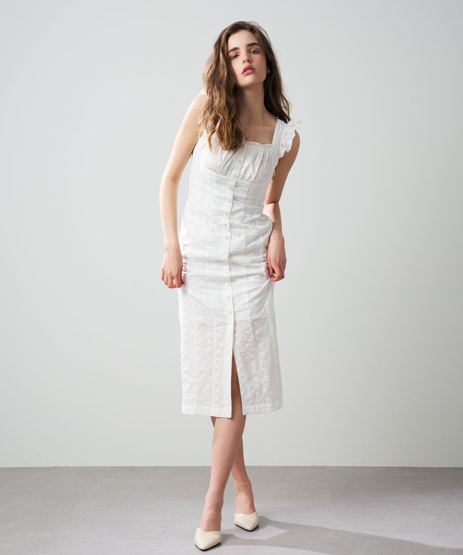 今期新作】deicy コットンレースタイトワンピース ホワイト DEICY  