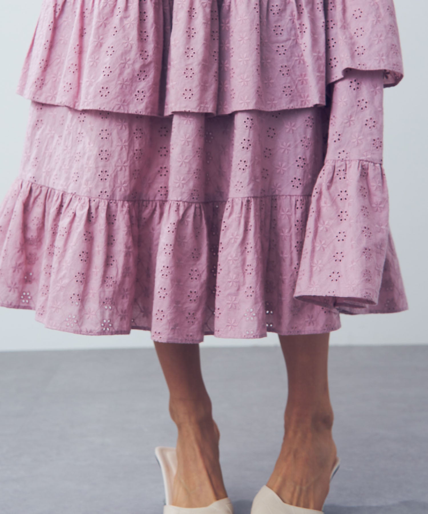 【預訂】純棉蕾絲縮褶半身裙