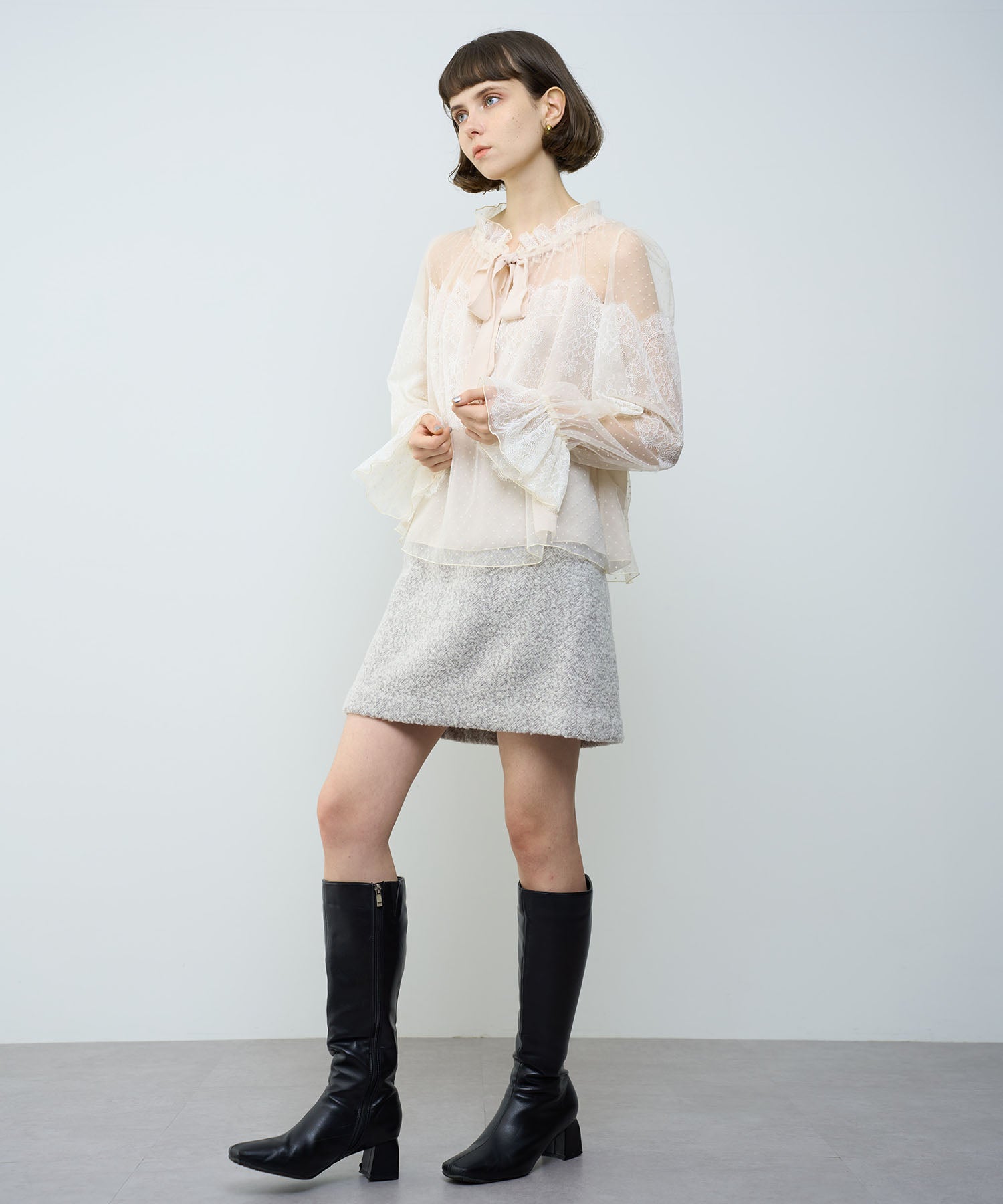 人字紋迷你半身裙