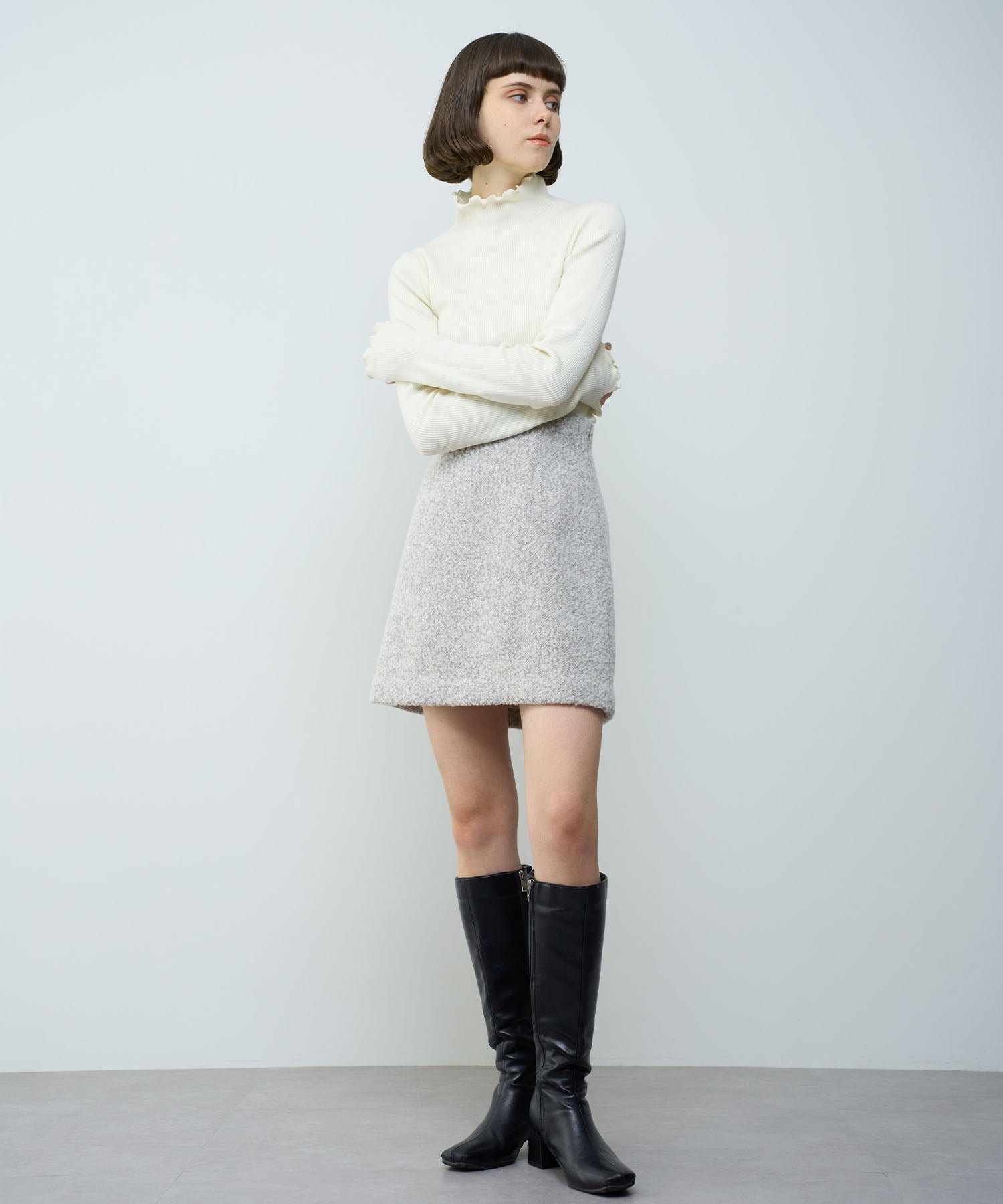 人字紋迷你半身裙